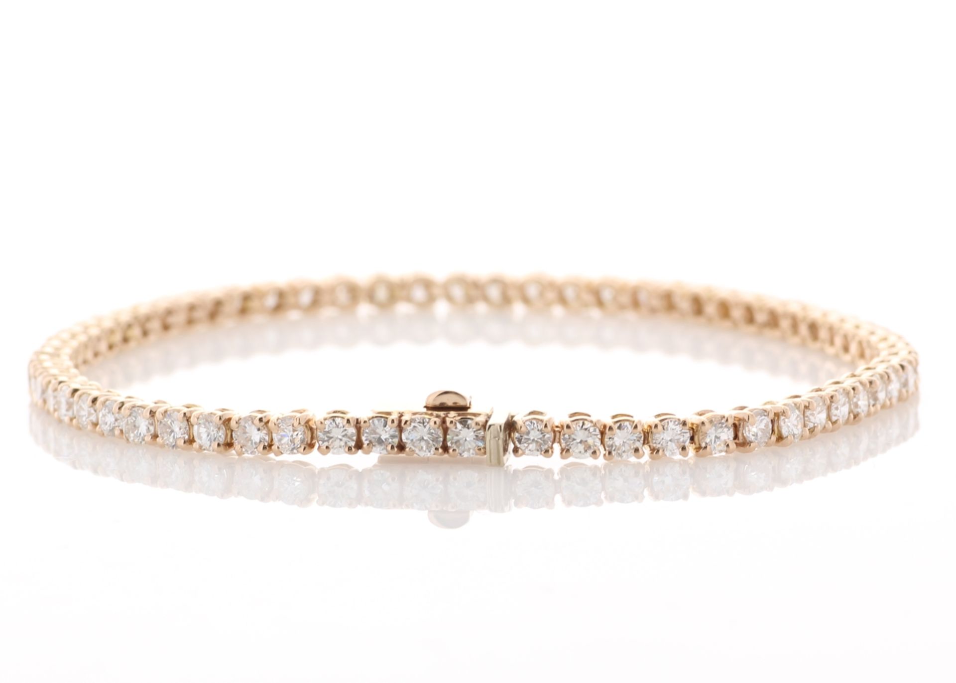 Valued by GIE £20,550.00 - 18ct Rose Gold Tennis Diamond Bracelet 4.00 Carats - 2493005, Colour-D, - Image 4 of 4