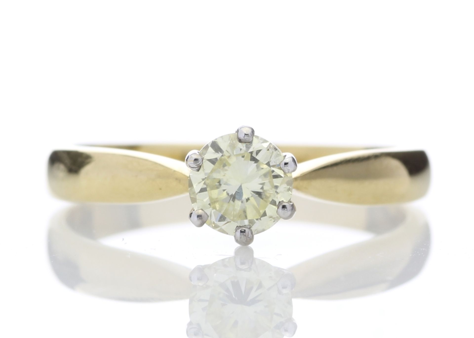 Valued by AGI £2,319.00 - 18ct Single Stone Fancy Vivid Yellow Claw Set Diamond Ring 0.56 Carats -