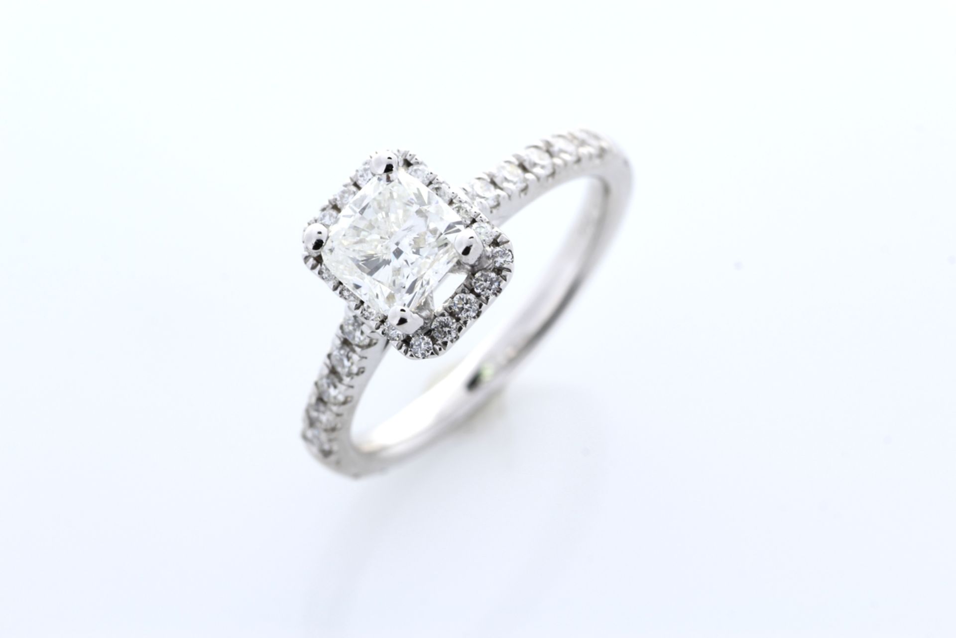 Valued by GIE £29,000.00 - 18ct White Gold Single Stone Radiant Cut With Halo Stone Set Shoulders - Image 5 of 6