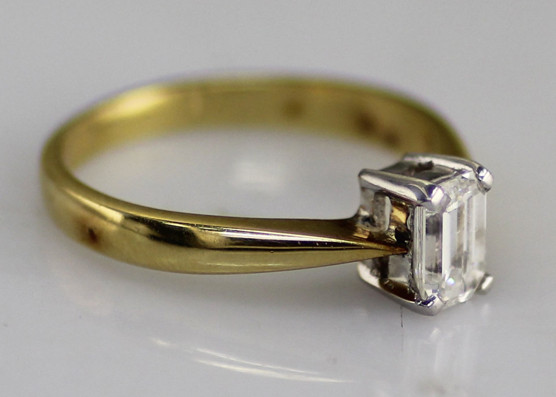 Valued by GIE £11,495.00 - 18ct Single Stone Emerald Cut Diamond Ring D SI3 0.72 Carats - 1125013, - Image 6 of 9