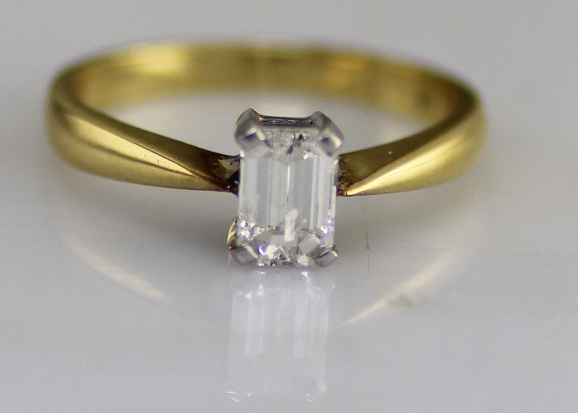 Valued by GIE £11,495.00 - 18ct Single Stone Emerald Cut Diamond Ring D SI3 0.72 Carats - 1125013, - Image 7 of 9