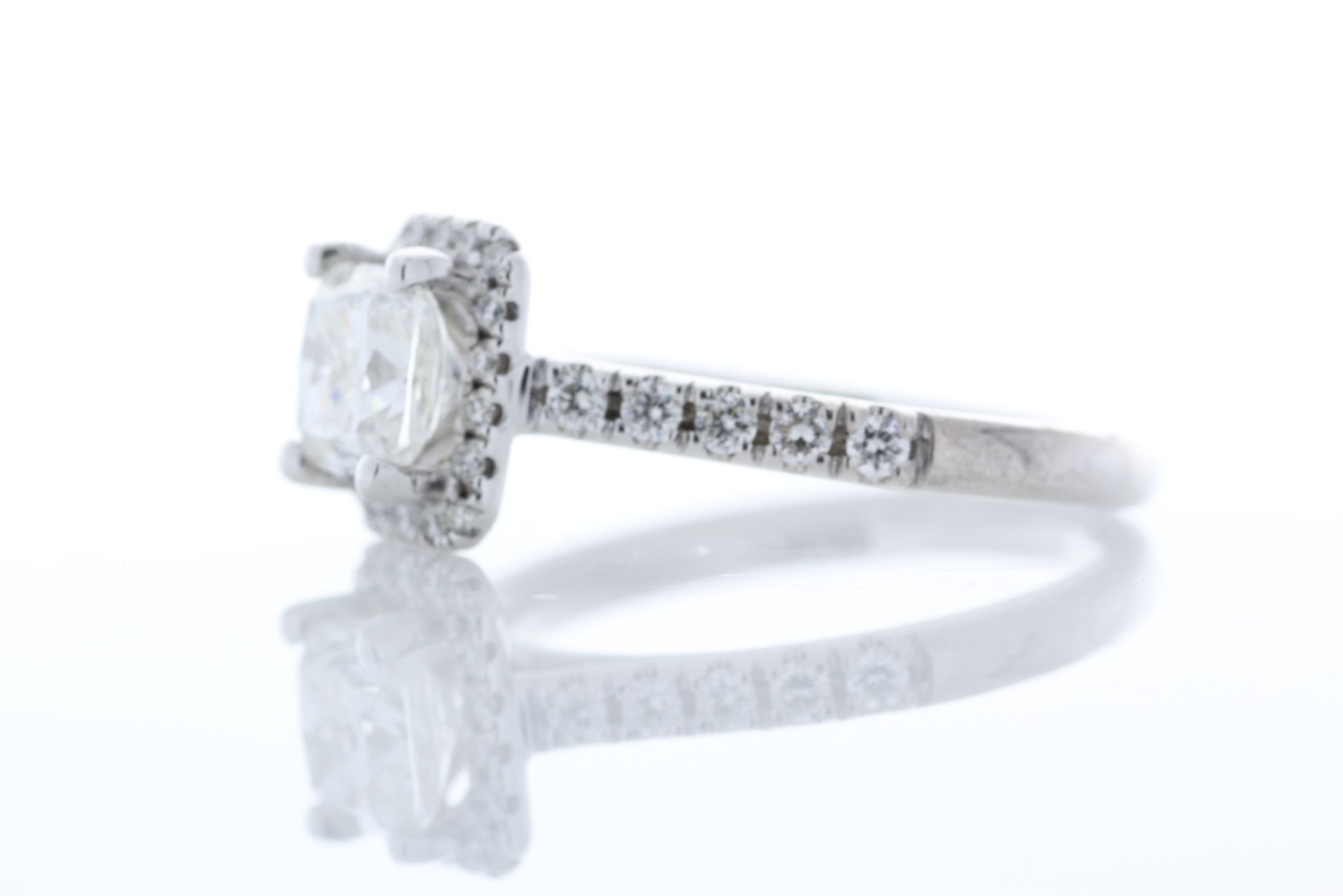Valued by GIE £29,000.00 - 18ct White Gold Single Stone Radiant Cut With Halo Stone Set Shoulders - Image 2 of 6