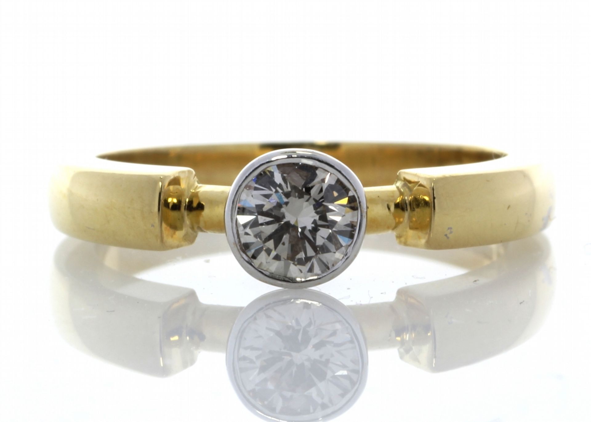 Valued by GIE £9,950.00 - 18ct Single Stone Fancy Rub Over Set Diamond Ring 0.53 Carats - 1107053,