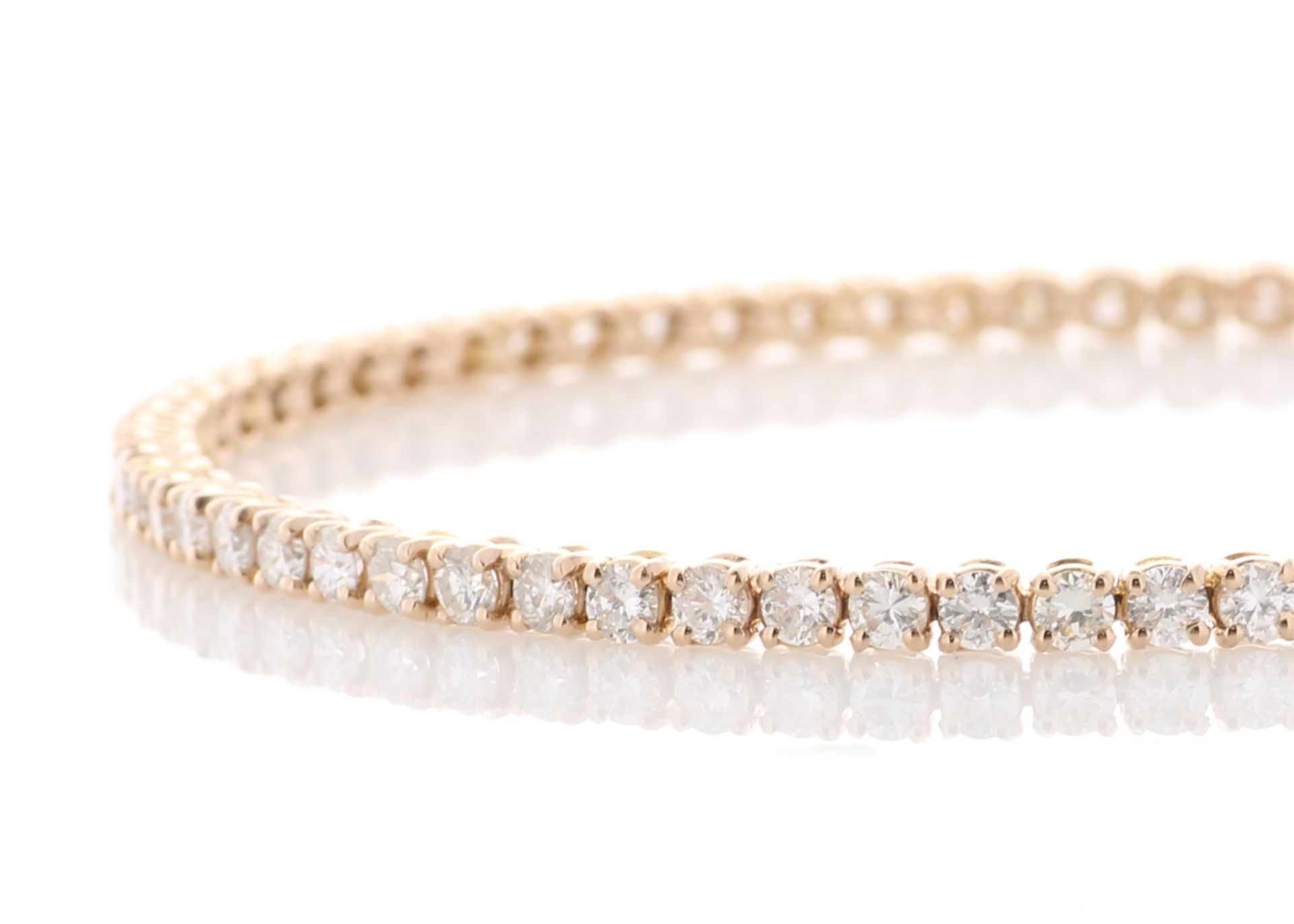 Valued by GIE £20,550.00 - 18ct Rose Gold Tennis Diamond Bracelet 4.00 Carats - 2493005, Colour-D, - Image 3 of 4