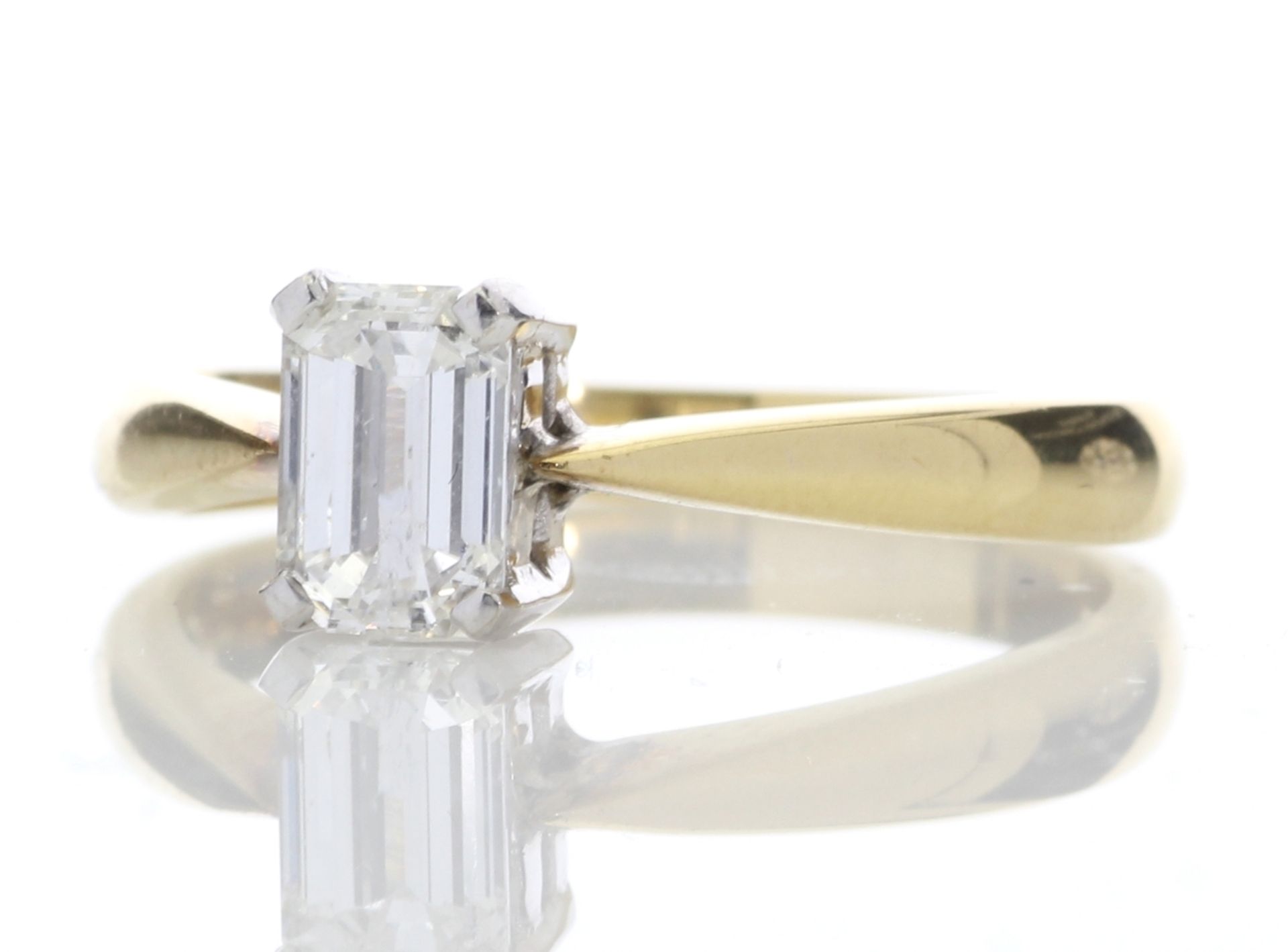 Valued by GIE £11,495.00 - 18ct Single Stone Emerald Cut Diamond Ring D SI3 0.72 Carats - 1125013, - Image 2 of 9