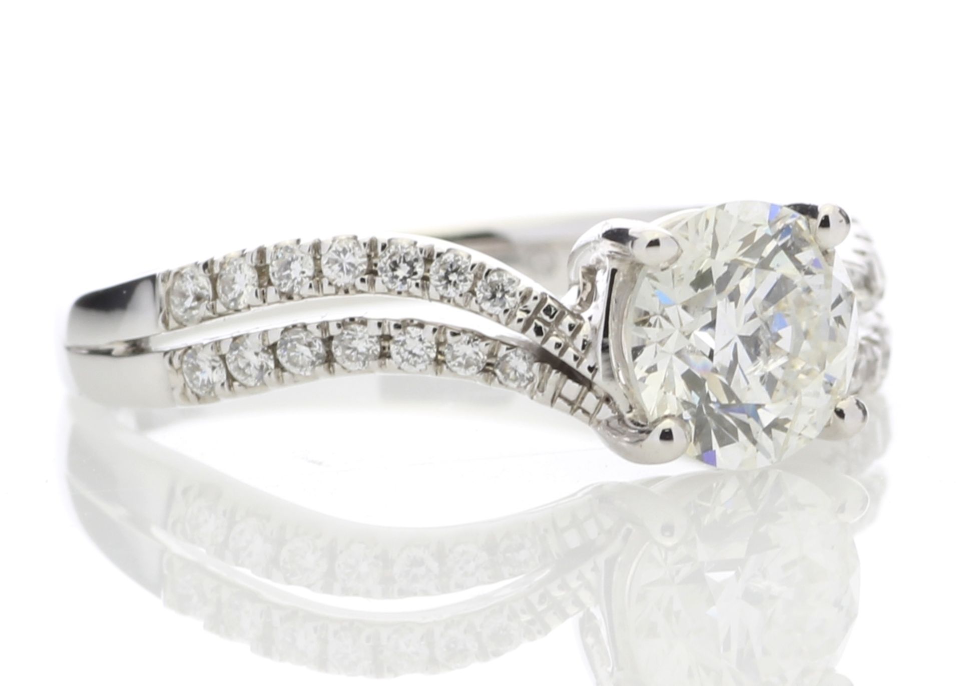 Valued by GIE £43,955.00 - 18ct White Gold Solitaire Diamond Ring With Two Rows Shoulder Set (1. - Image 4 of 5
