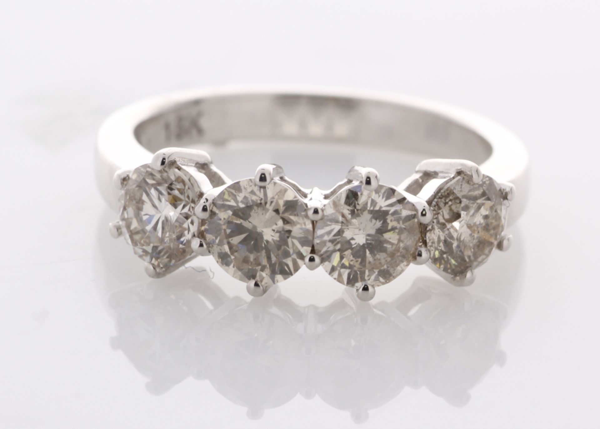 Valued by GIE £21,455.00 - 18ct White Gold Four Stone Claw Set Diamond Ring 2.10 Carats - 3145004, - Image 5 of 6