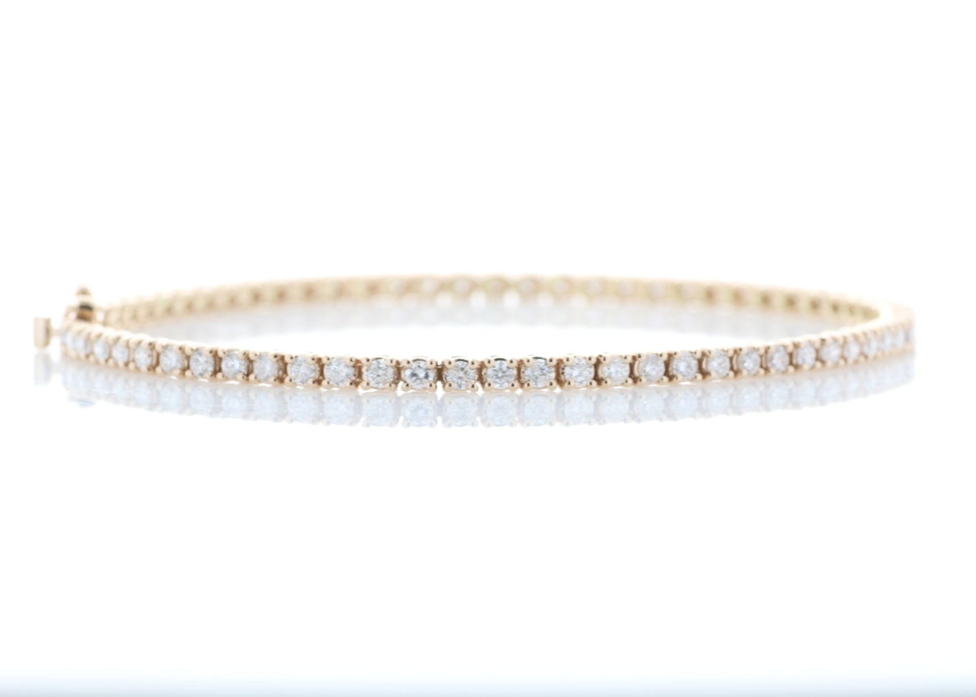 Valued by GIE £22,555.00 - 18ct Rose Gold Tennis Diamond Bracelet 2.00 Carats - 2493002, Colour-D, - Image 4 of 6