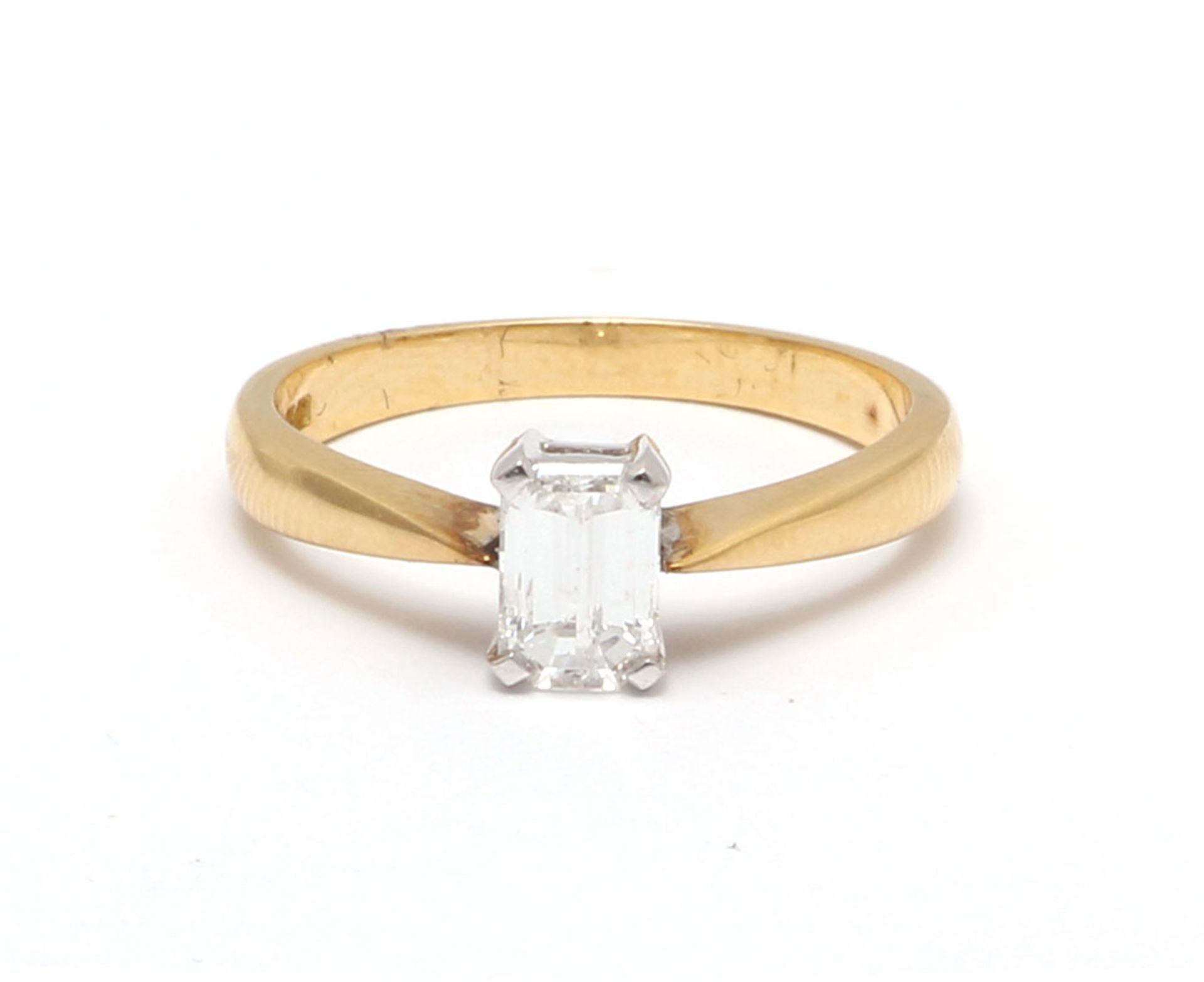 Valued by GIE £11,495.00 - 18ct Single Stone Emerald Cut Diamond Ring D SI3 0.72 Carats - 1125013, - Image 5 of 9