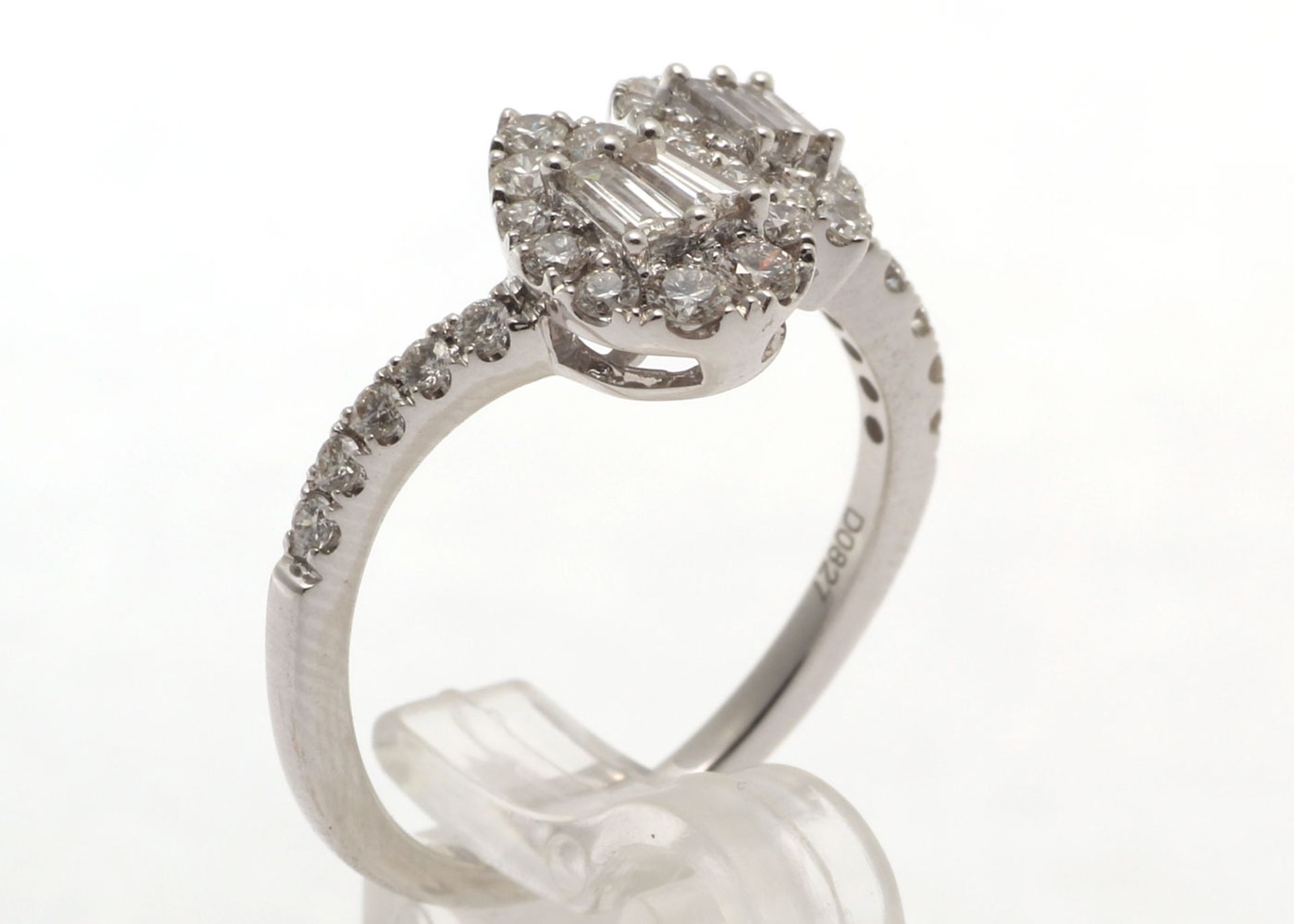 Valued by GIE £12,955.00 - 18ct White Gold Double Pear Shape Cluster Diamond Ring 0.83 Carats - - Image 4 of 5