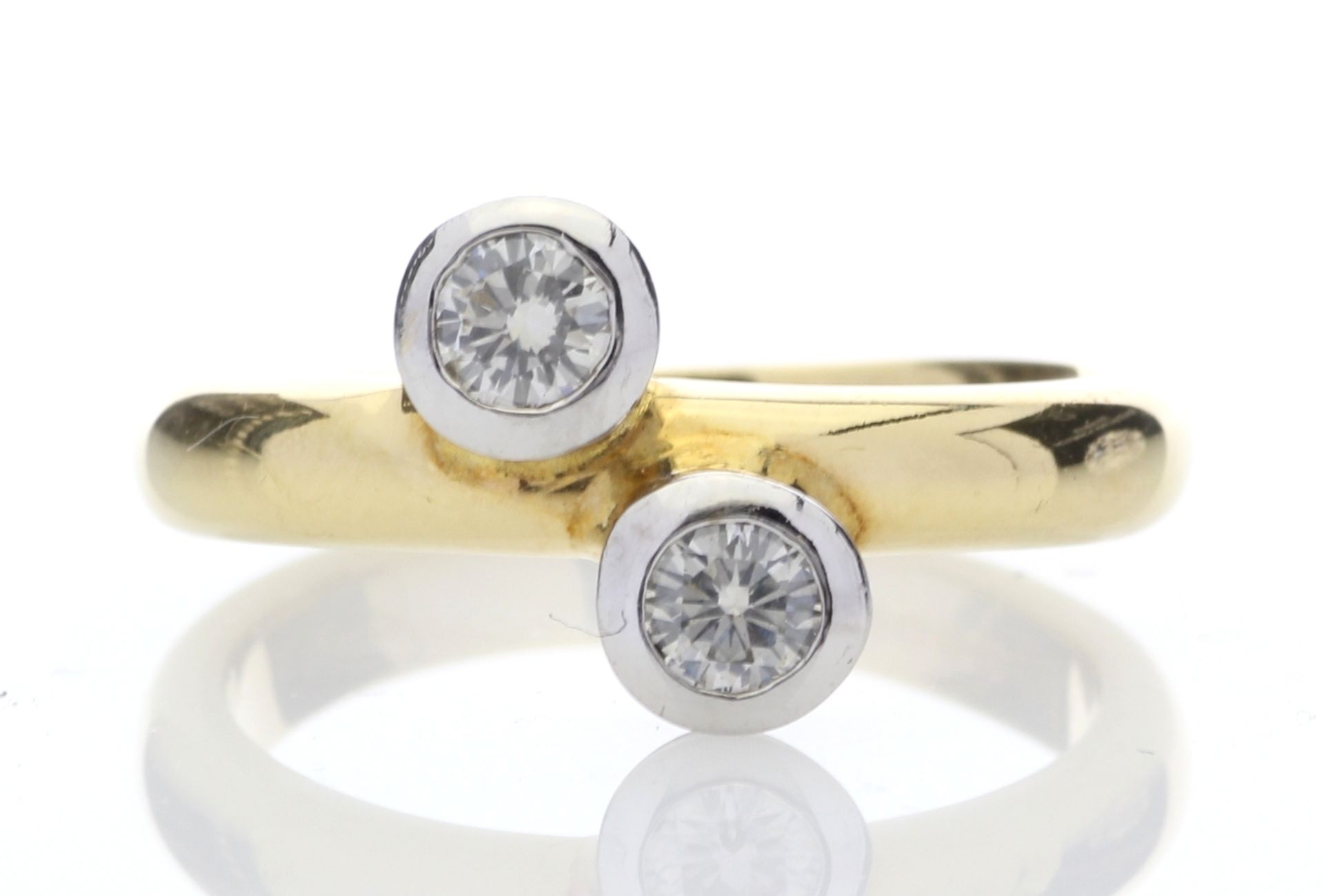 Valued by GIE £10,350.00 - 18ct Two Stone Rub Over Set Diamond Ring G VS 0.36 Carats - 1131016,