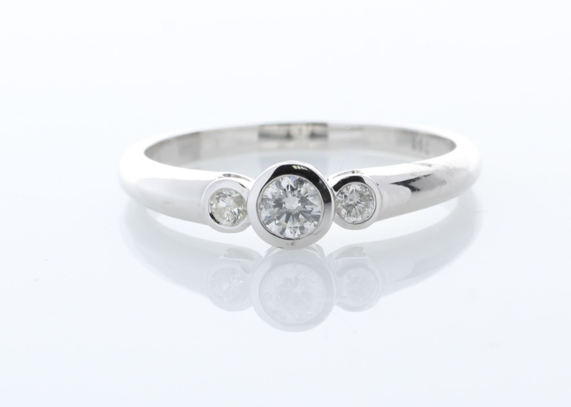 Valued by GIE £9,555.00 - 18ct Three Stone Rub Over Set Diamond Ring 0.33 Carats - 3136004, Colour-