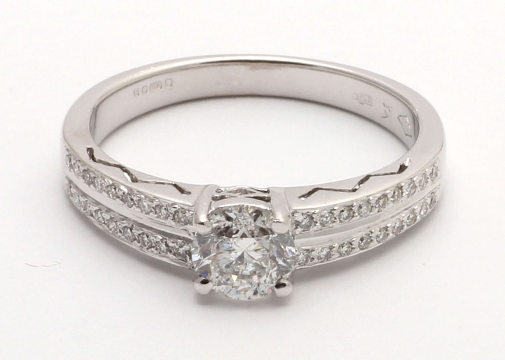 Valued by GIE £19,850.00 - 18ct White Gold Single Stone Diamond Ring With Double Chanel Set - Image 5 of 6