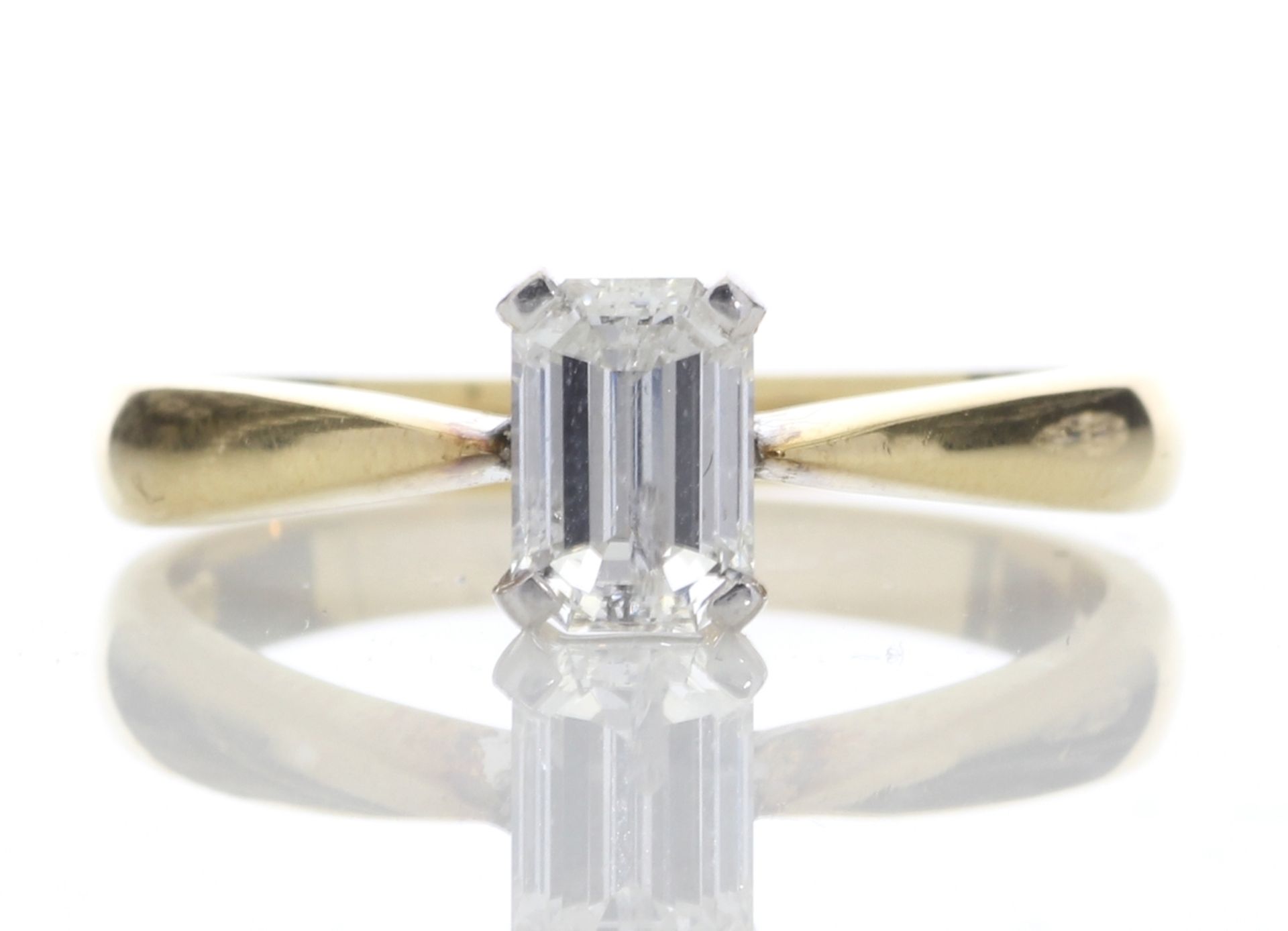 Valued by GIE £11,495.00 - 18ct Single Stone Emerald Cut Diamond Ring D SI3 0.72 Carats - 1125013,