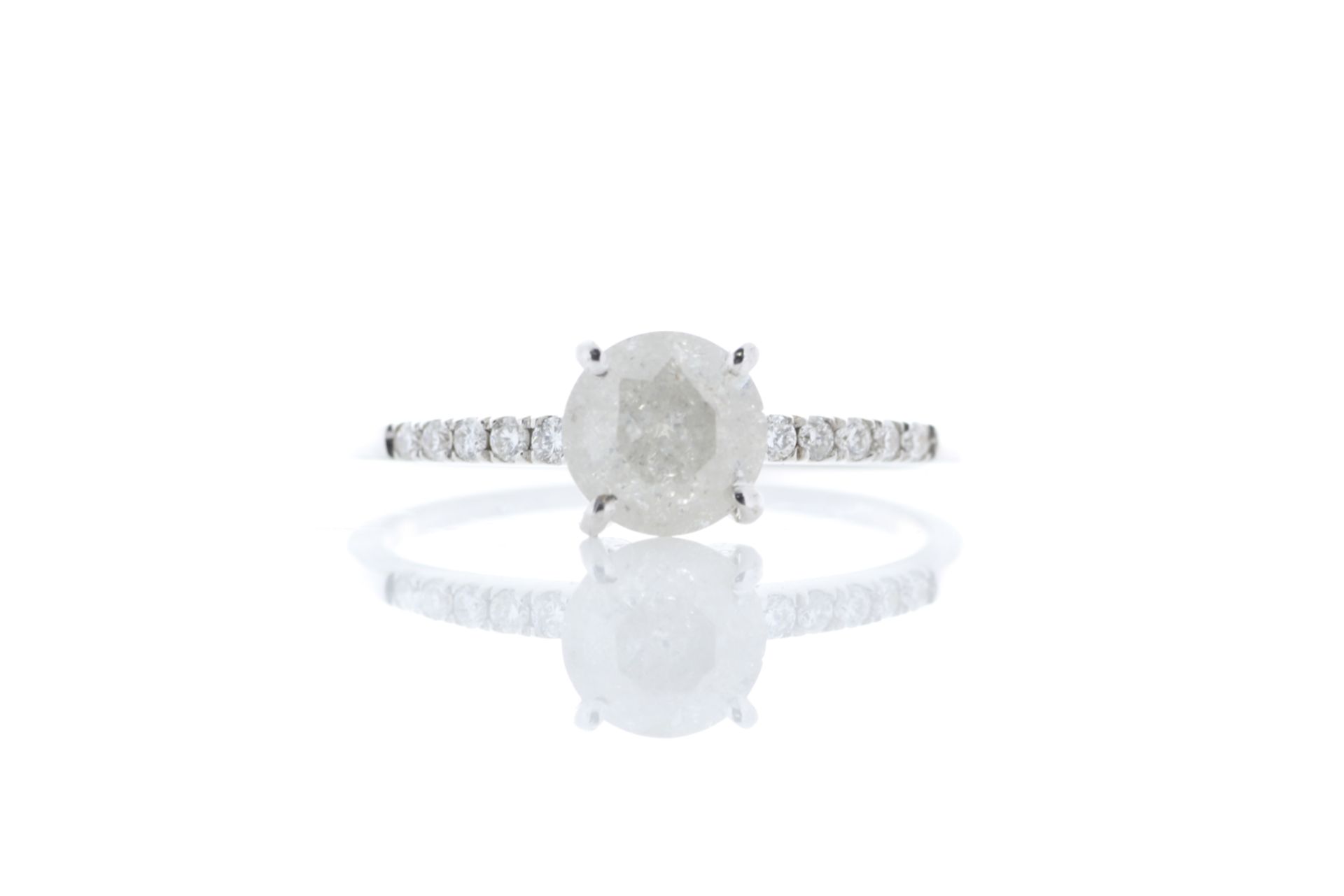 Valued by GIE £12,955.00 - 18ct White Gold Single Stone Prong Set With Stone Set Shoulders Diamond