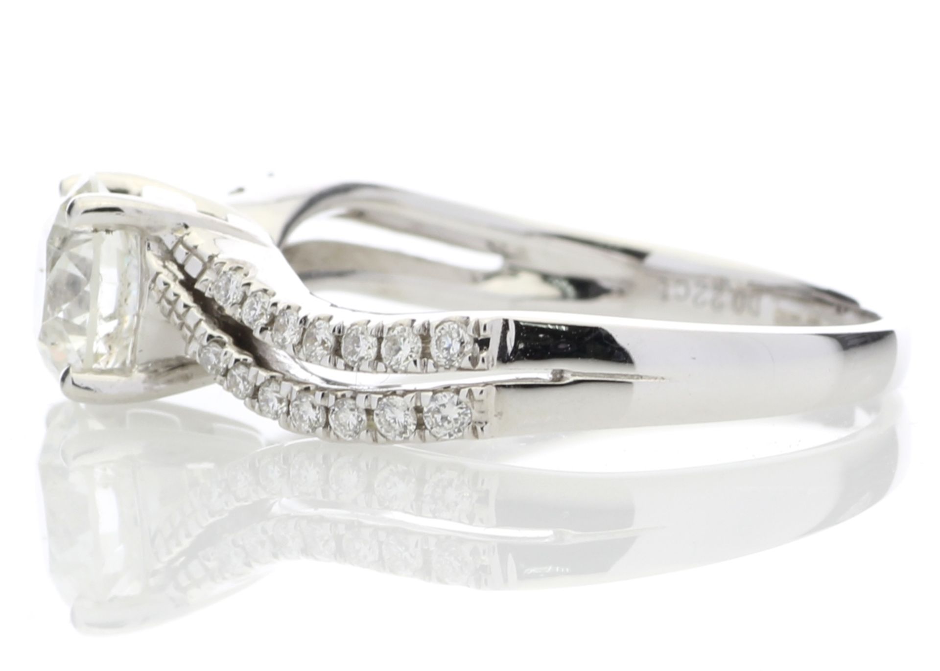 Valued by GIE £43,955.00 - 18ct White Gold Solitaire Diamond Ring With Two Rows Shoulder Set (1. - Image 3 of 5