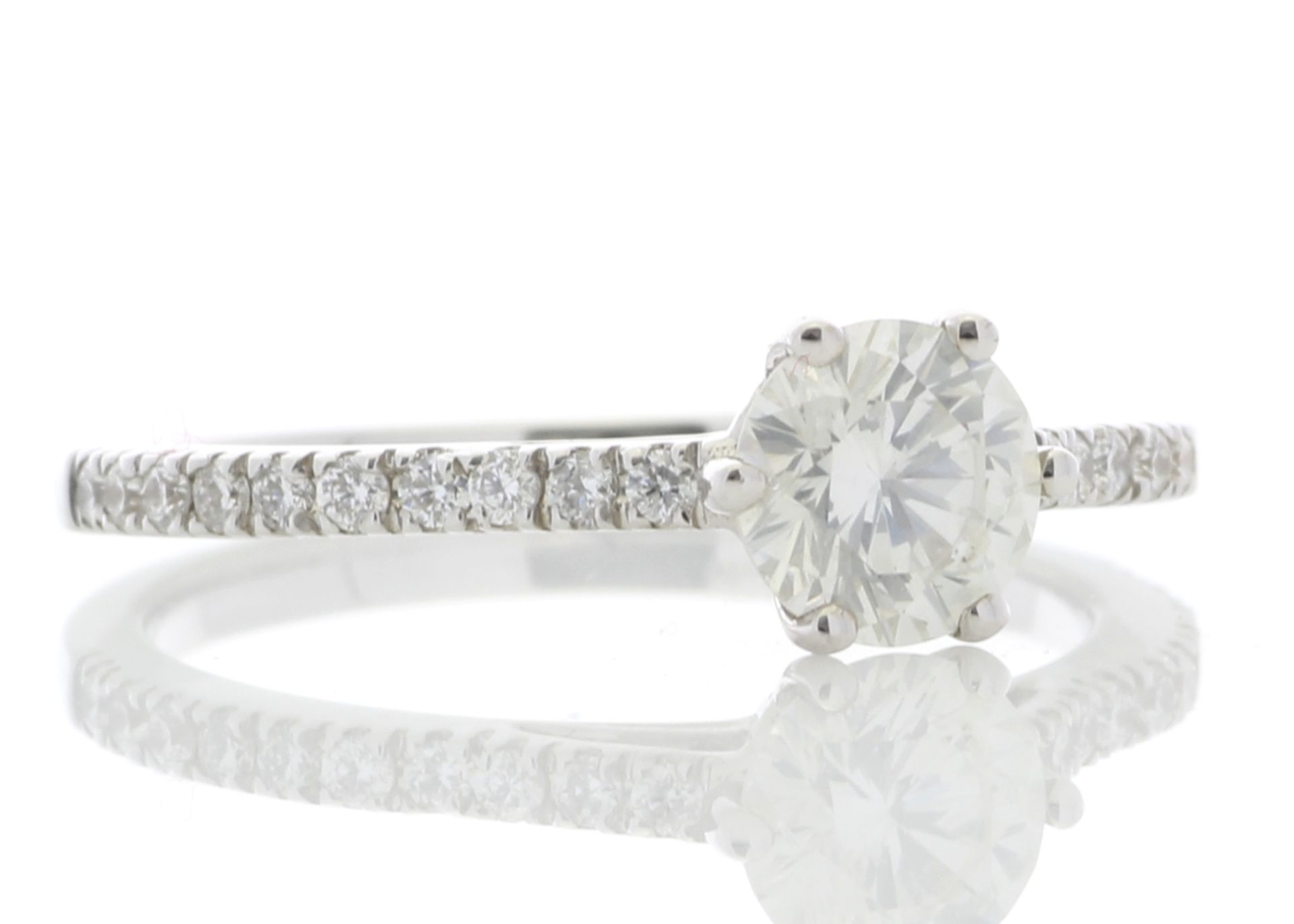 Valued by GIE £24,495.00 - 18ct White Gold Solitaire Diamond ring With Stone Set Shoulders (0.71) - Image 4 of 5