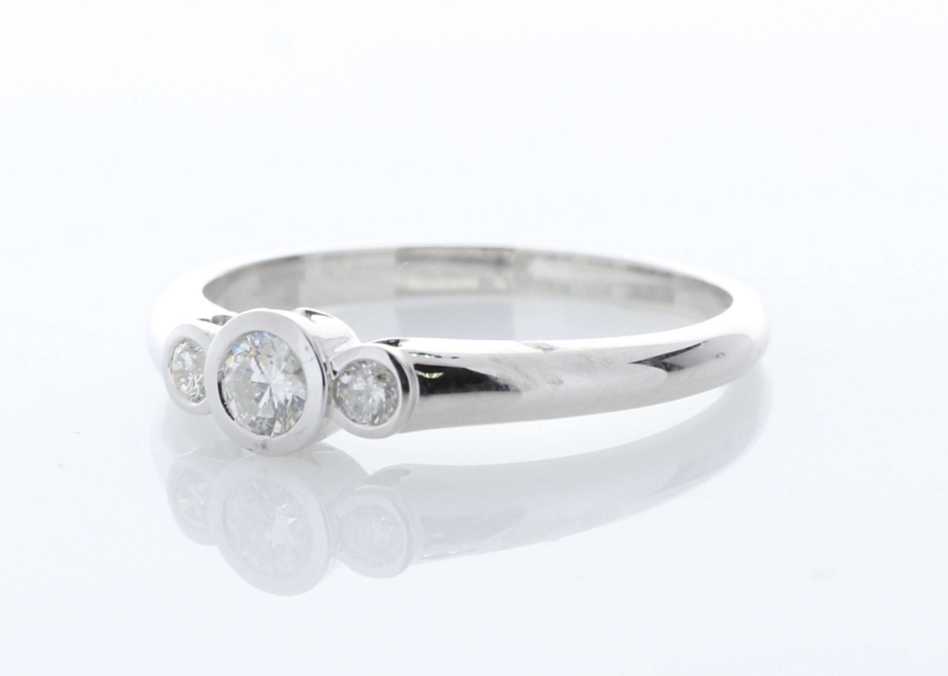 Valued by GIE £9,555.00 - 18ct Three Stone Rub Over Set Diamond Ring 0.33 Carats - 3136004, Colour- - Image 2 of 4