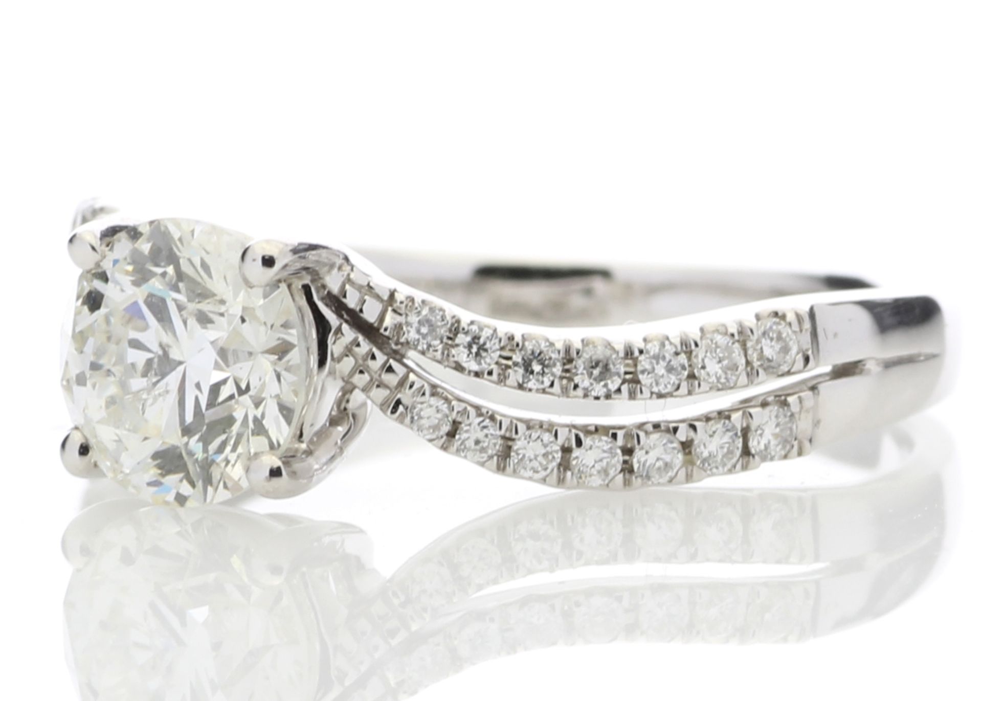 Valued by GIE £43,955.00 - 18ct White Gold Solitaire Diamond Ring With Two Rows Shoulder Set (1. - Image 2 of 5