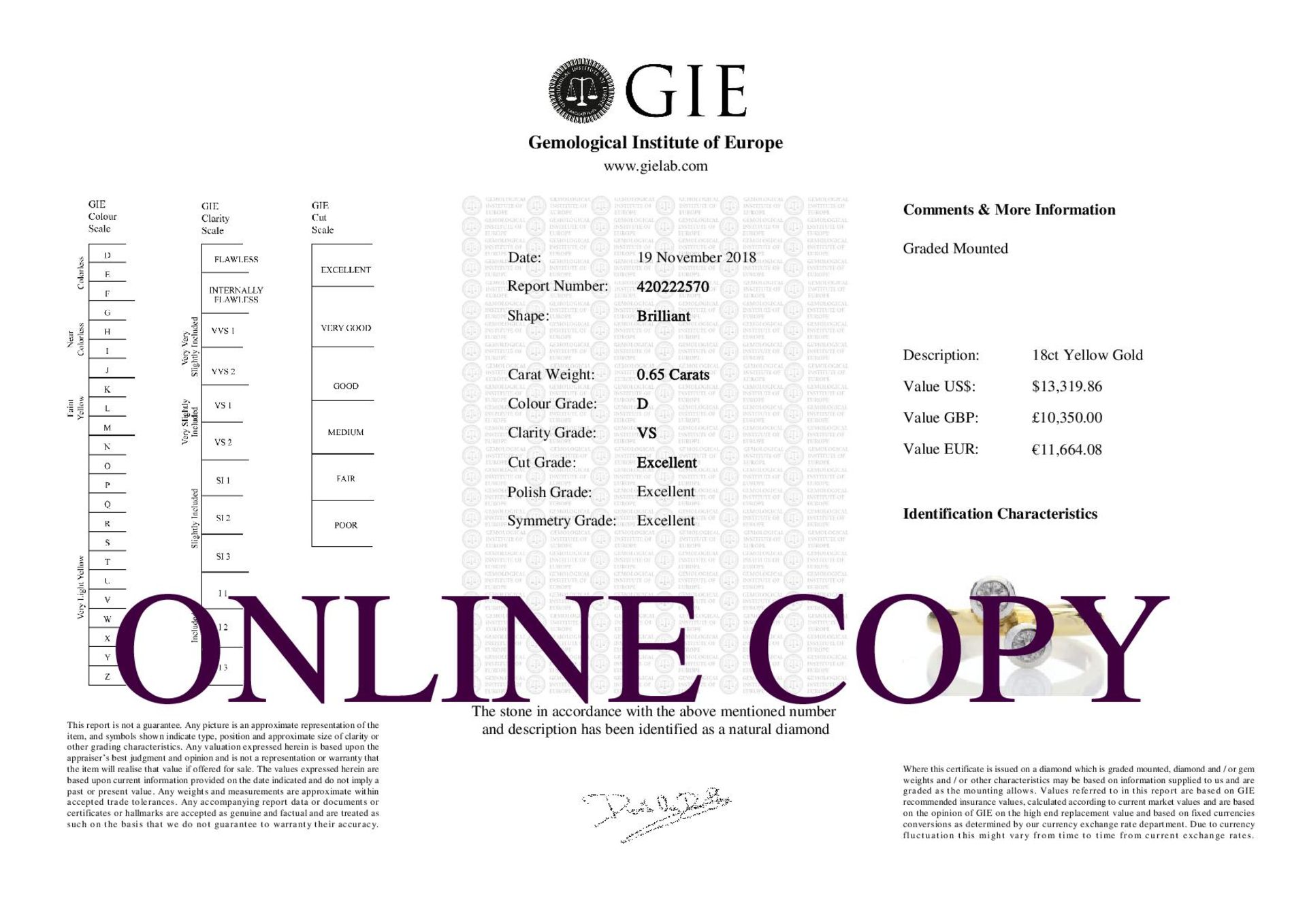 Valued by GIE £10,350.00 - 18ct Two Stone Rub Over Set Diamond Ring G VS 0.36 Carats - 1131016, - Image 5 of 5