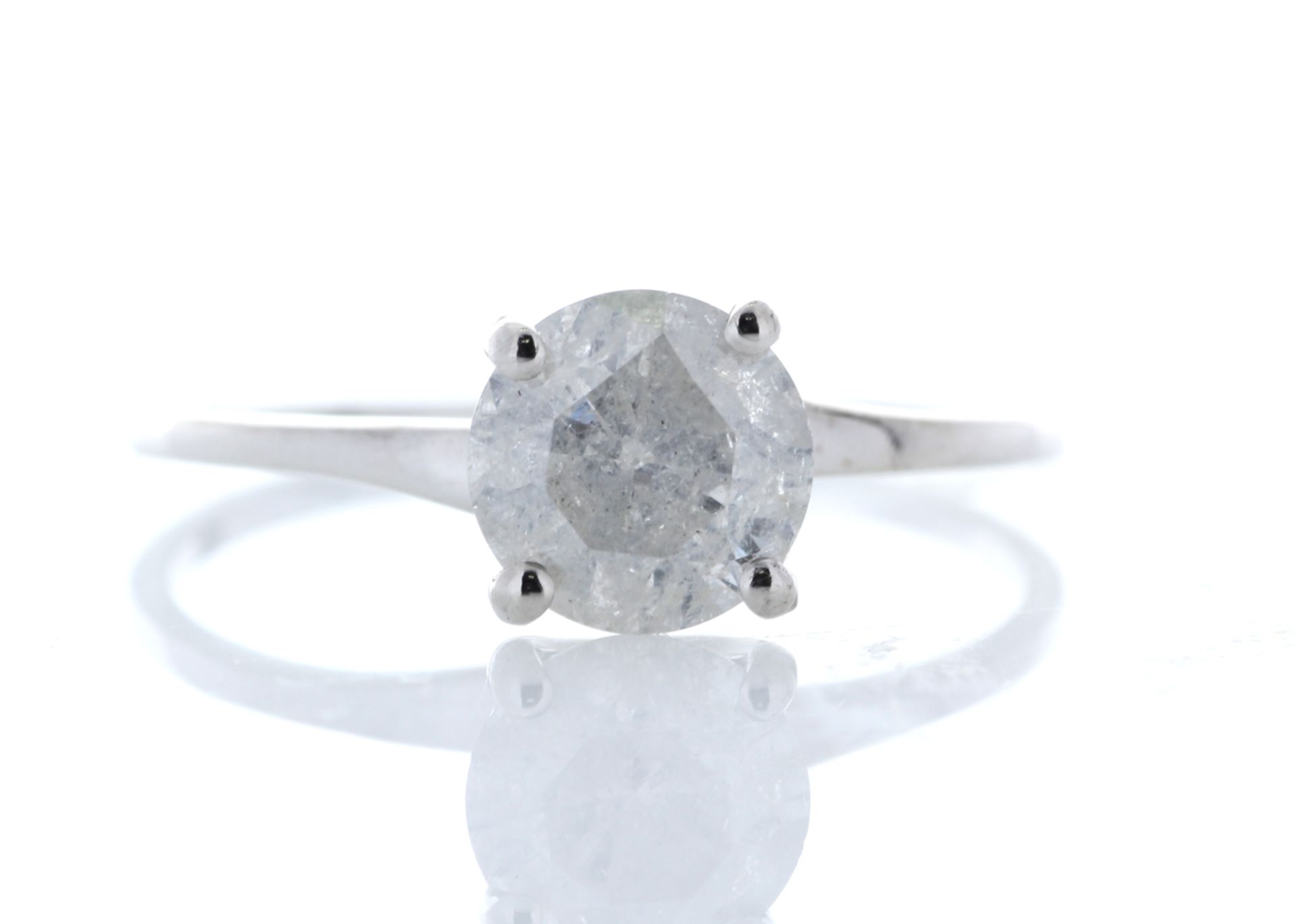 Valued by GIE £12,395.00 - 18ct White Gold Single Stone Prong Set Diamond Ring 1.09 Carats -