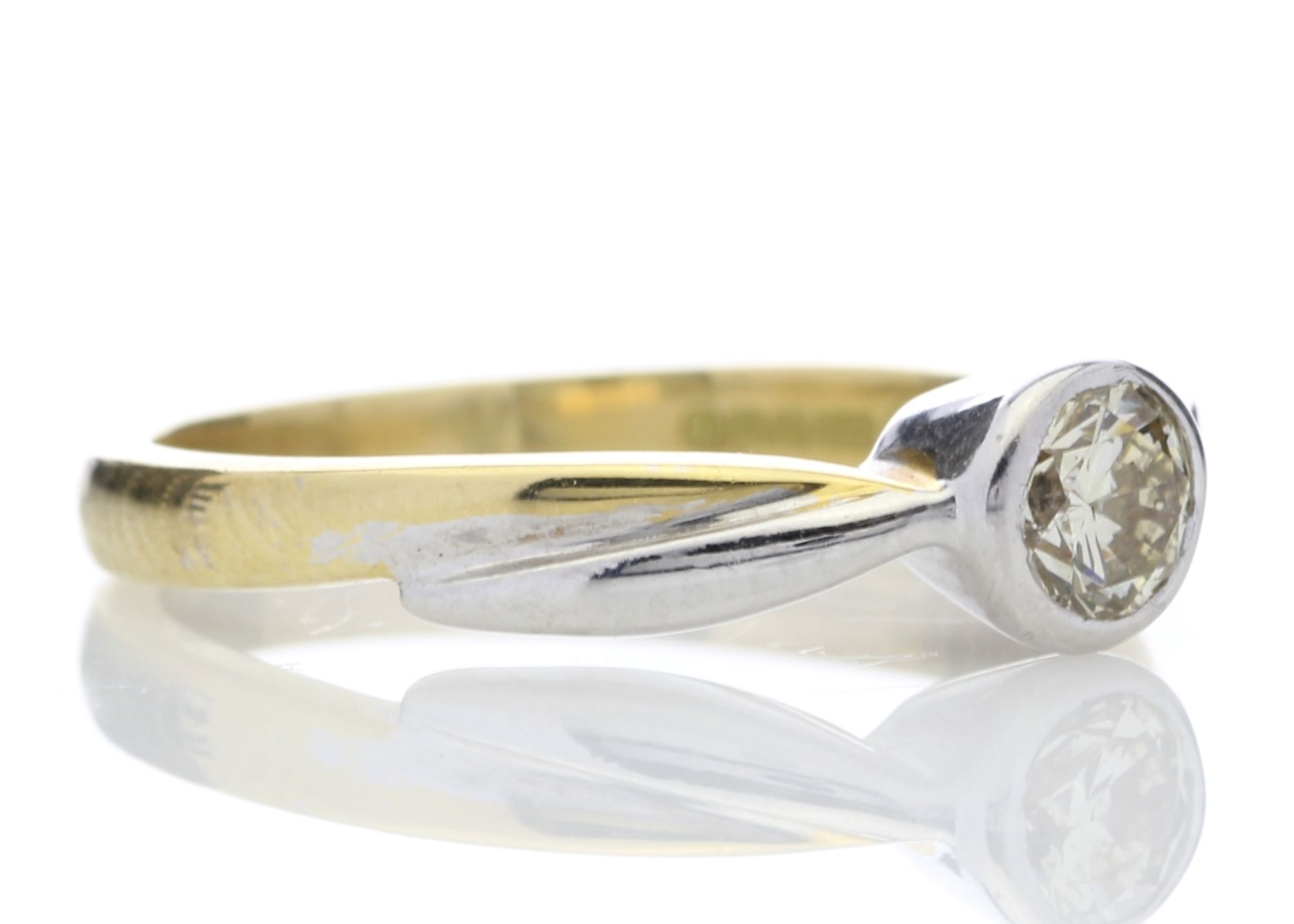 Valued by GIE £8,895.00 - 18ct Single Stone Fancy Rub Over Set Diamond Ring 0.45 Carats - 1107036, - Image 4 of 5