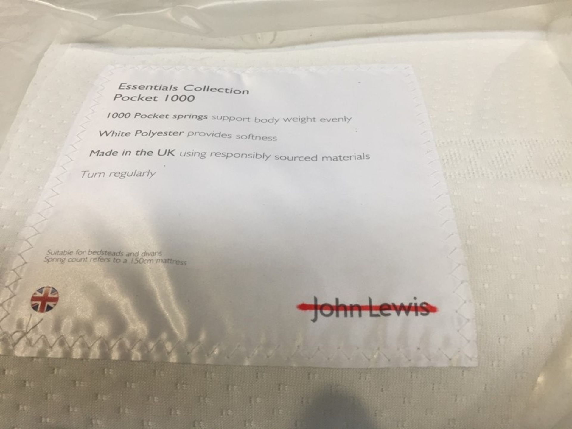 JOHN LEWIS POCKET 1000 MATTRESS 90CM