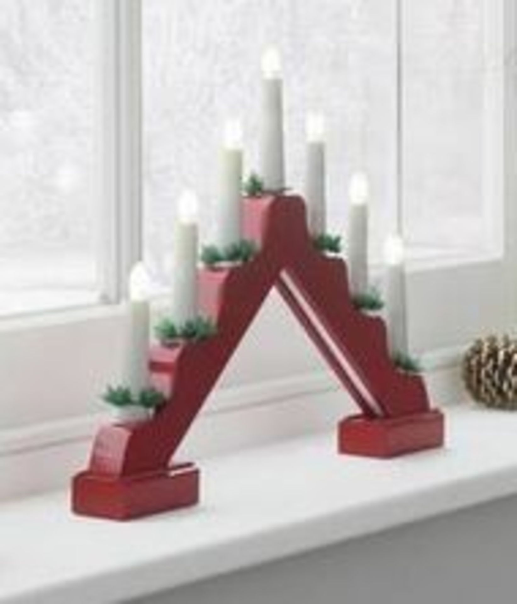 1 BOXED HOME CANDLE ARCH CHRISTMAS LIGHT - RED (PUBLIC VIEWING AVAILABLE)