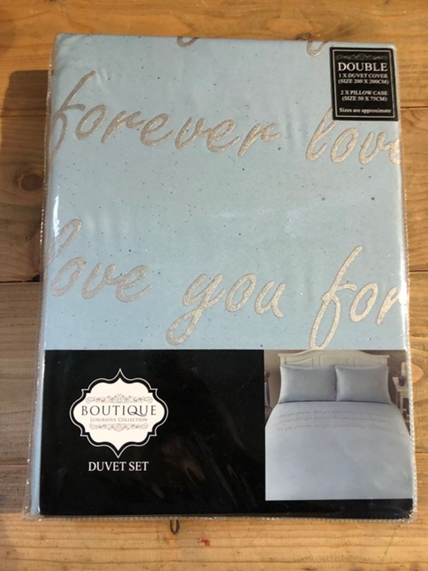 1 BAGGED LOVE YOU FOREVER DUVET SET IN BLUE / SIZE DOUBLE / RRP £74.99 (PUBLIC VIEWING AVAILABLE) - Image 2 of 3