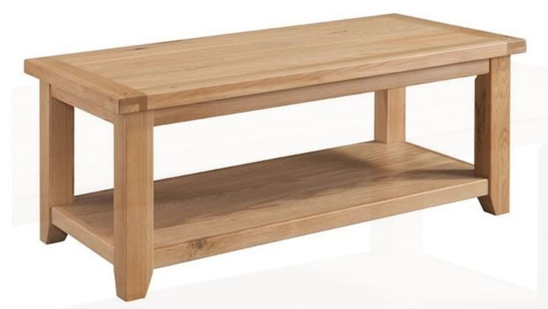 1 BOXED RICHMOND OAK COFFEE TABLE / RRP £329 (PUBLIC VIEWING AVAILABLE)