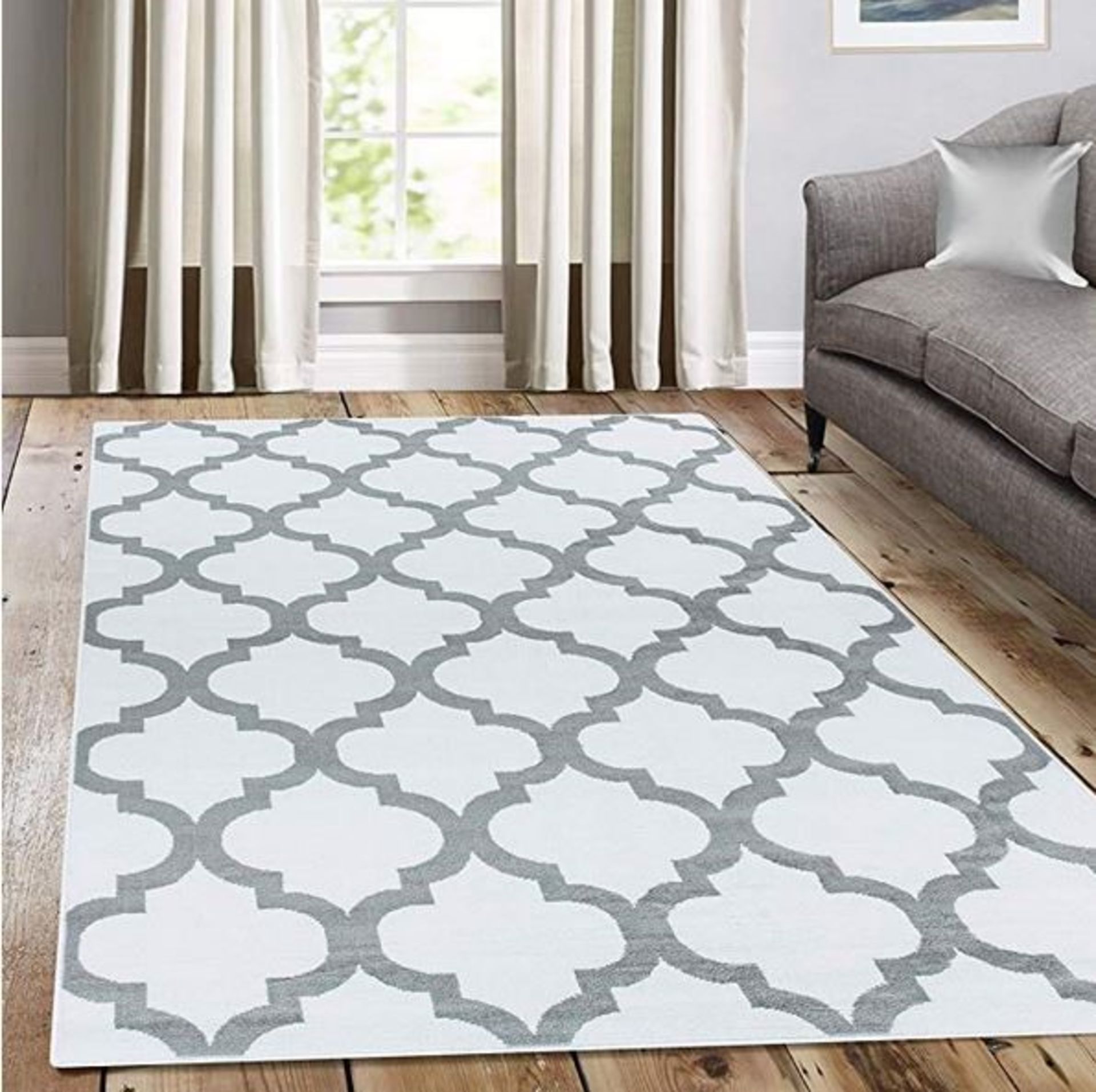 1 A2Z RUG TRENDY COLLECTION AREA RUG IN WHITE / SIZE: 200 X 290CM (PUBLIC VIEWING AVAILABLE)