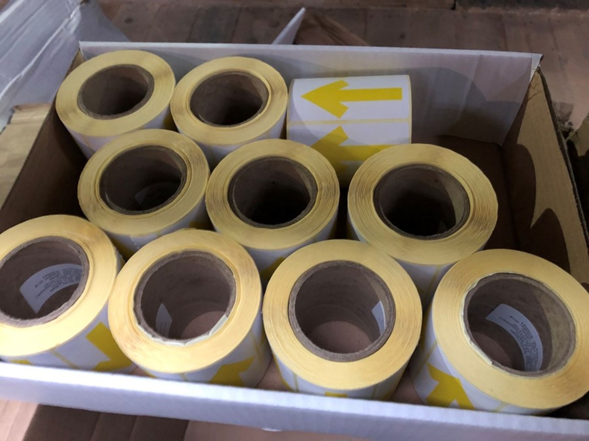 1 BOXED SET OF YELLOW ARROW STICKERS - 10 ROLLS OF STICKERS PER BOX (PUBLIC VIEWING AVAILABLE)
