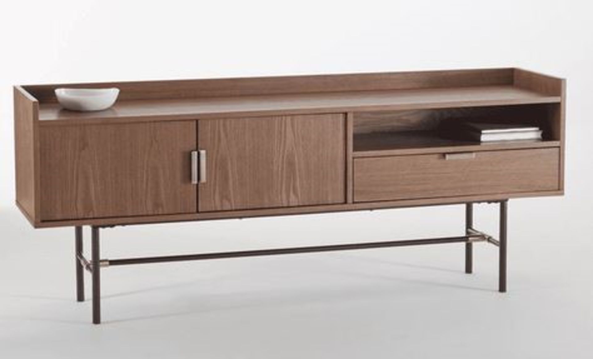 1 GRADE B DESIGNER BOTELLO RETRO STYLE WALNUT SIDEBOARD / RRP £499.00 (PUBLIC VIEWING AVAILABLE)