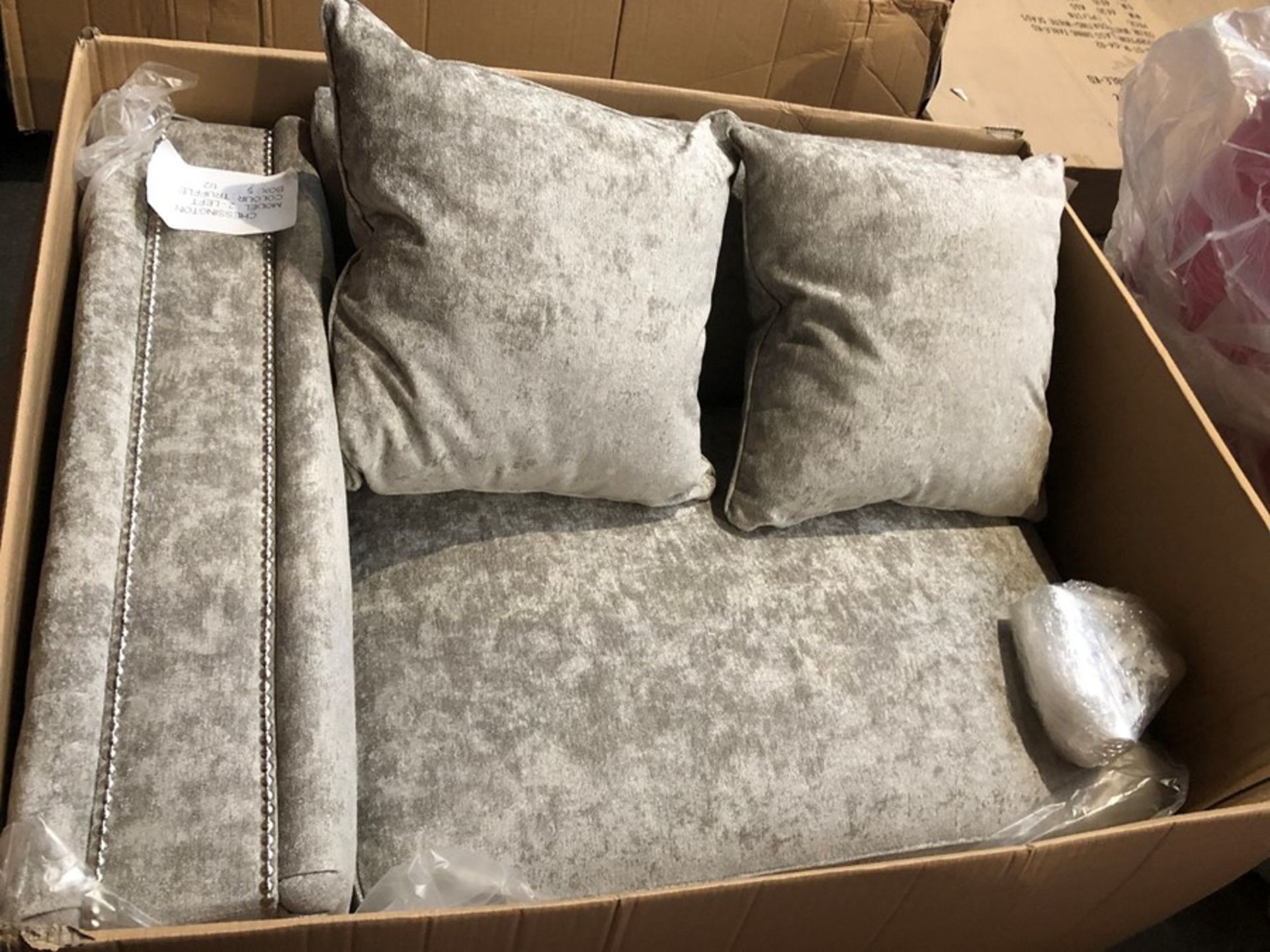 1 BOXED CHESSINGTON SOFA IN TRUFFLE - NOTE ITEM ONLY INCLUDES LEFT HALF OF THE SOFA (PUBLIC