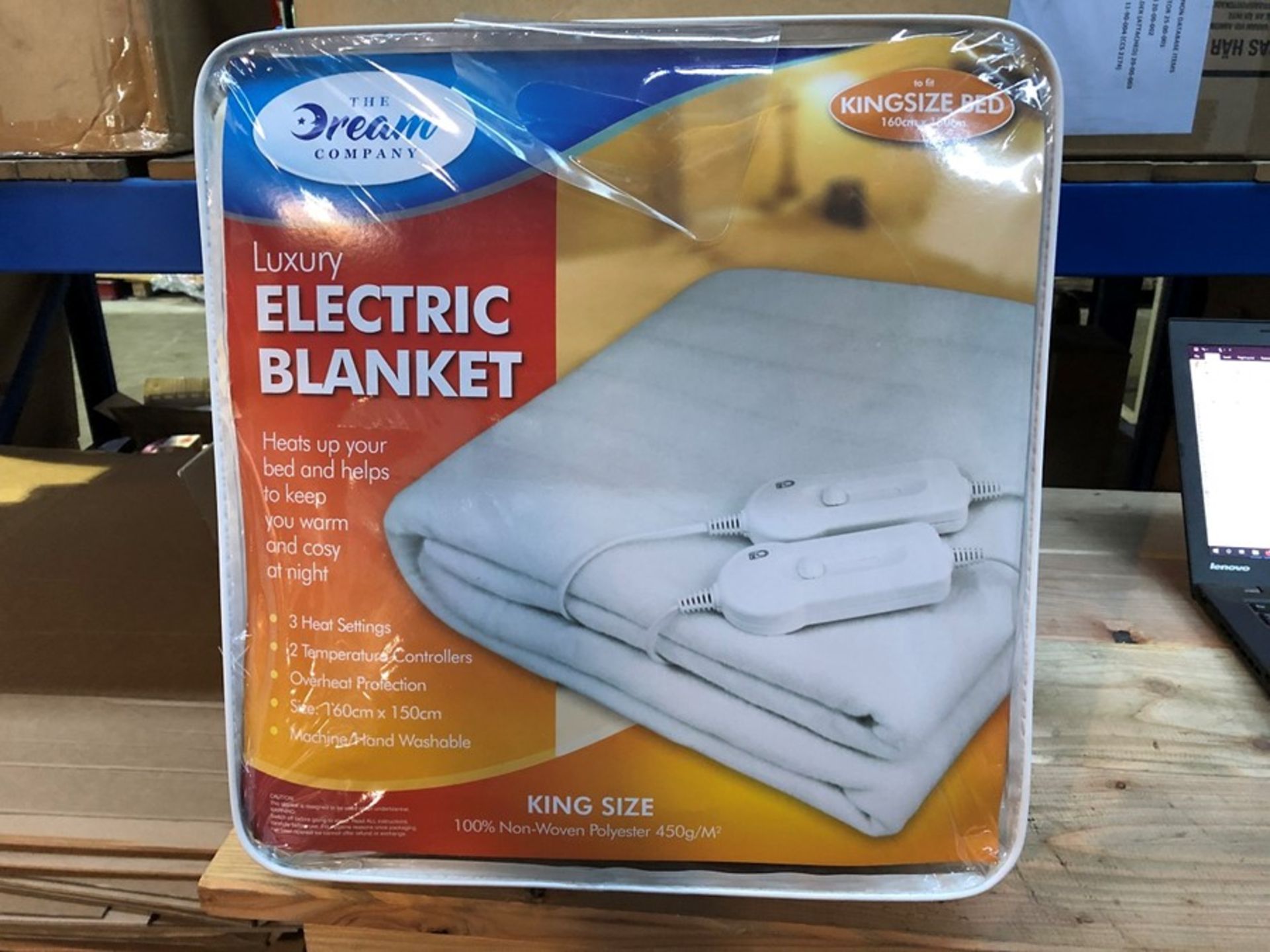 1 BAGGED THE DREAM COMPANY LUXURY ELECTRIC BLANKET - TO FIT A KING SIZE BED / SIZE: 160 X 150CM (