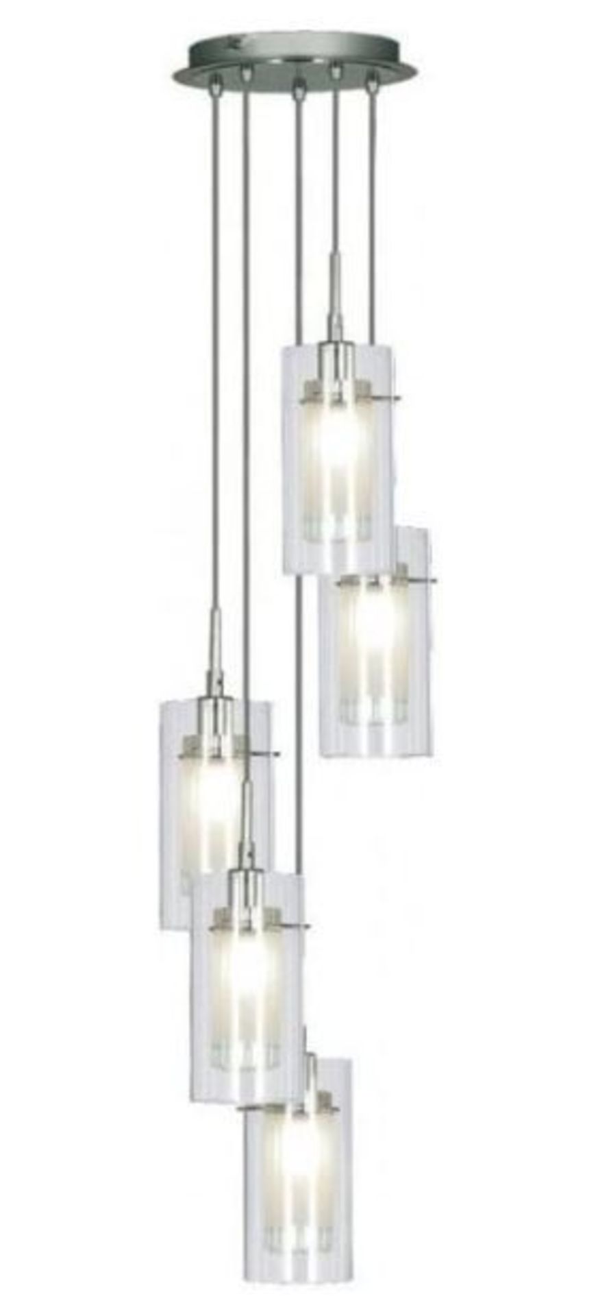 1 x Searchlight 2305-5 Duo 1 5 Light Ceiling Pendant Polished Chrome RRP £160