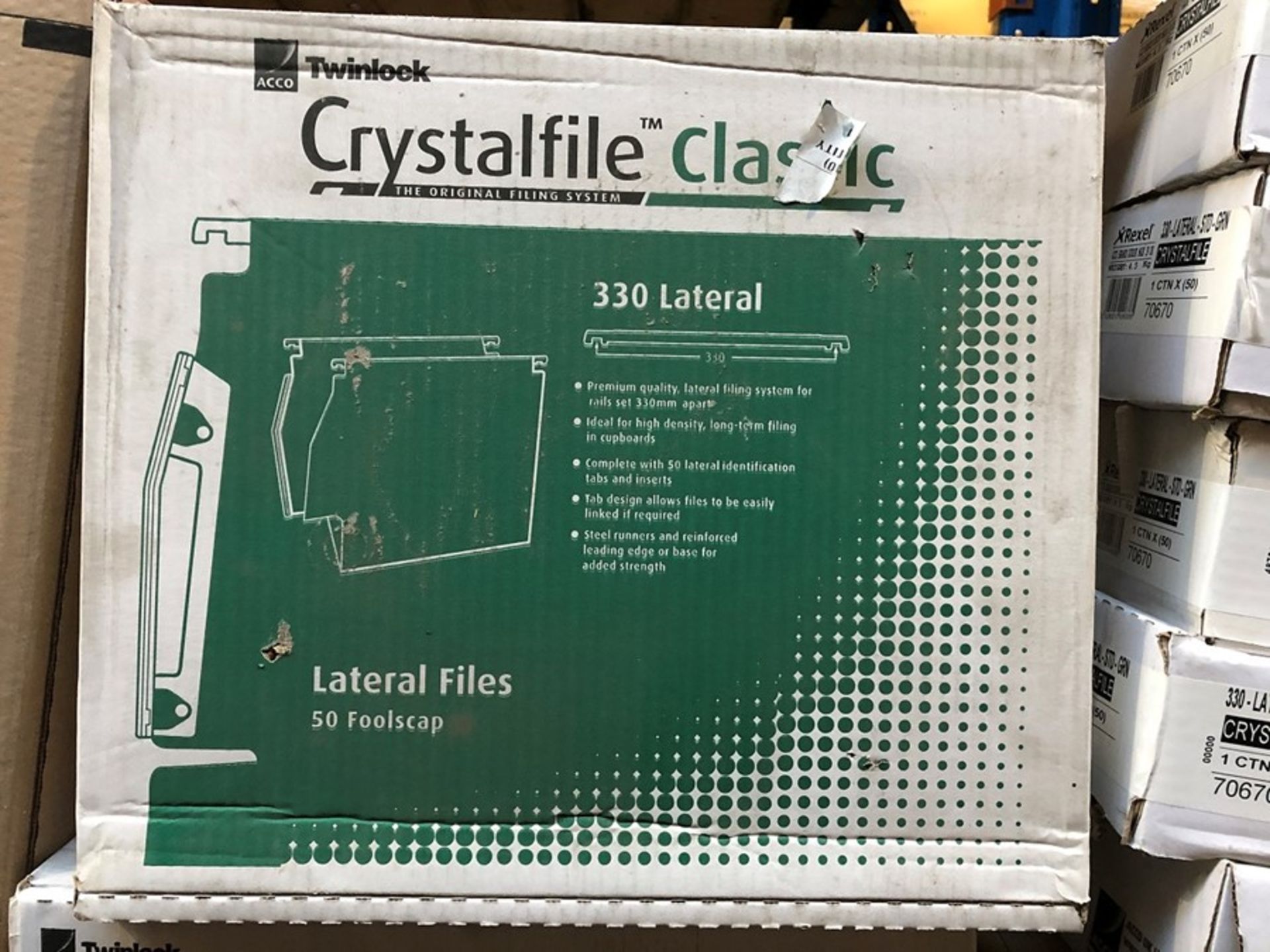 1 BOXED SET TO CONTAIN 50 CRYSTALIFE CLASSIC 330 LATERAL FILES - GREEN (PUBLIC VIEWING AVAILABLE)