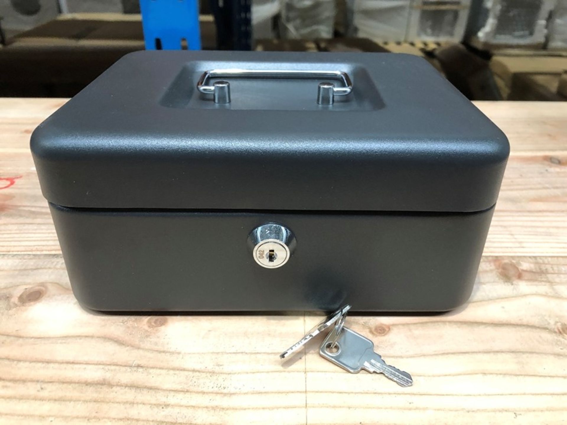 1 SECURE METAL MONEY BOX WITH MATCHING KEYS (PUBLIC VIEWING AVAILABLE)