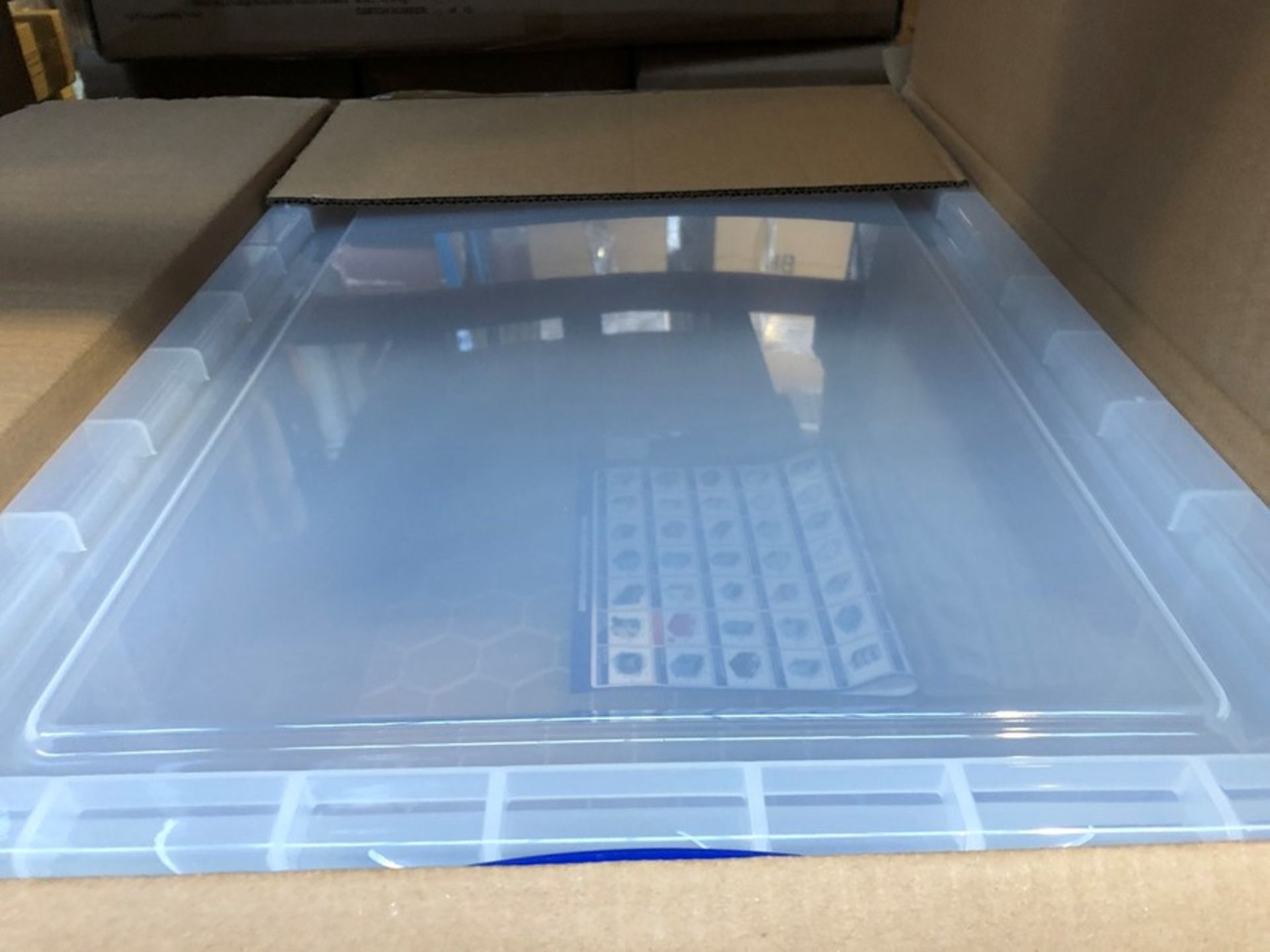 1 BOXED CLEAR PLASTIC 64L STORAGE BOX (PUBLIC VIEWING AVAILABLE)