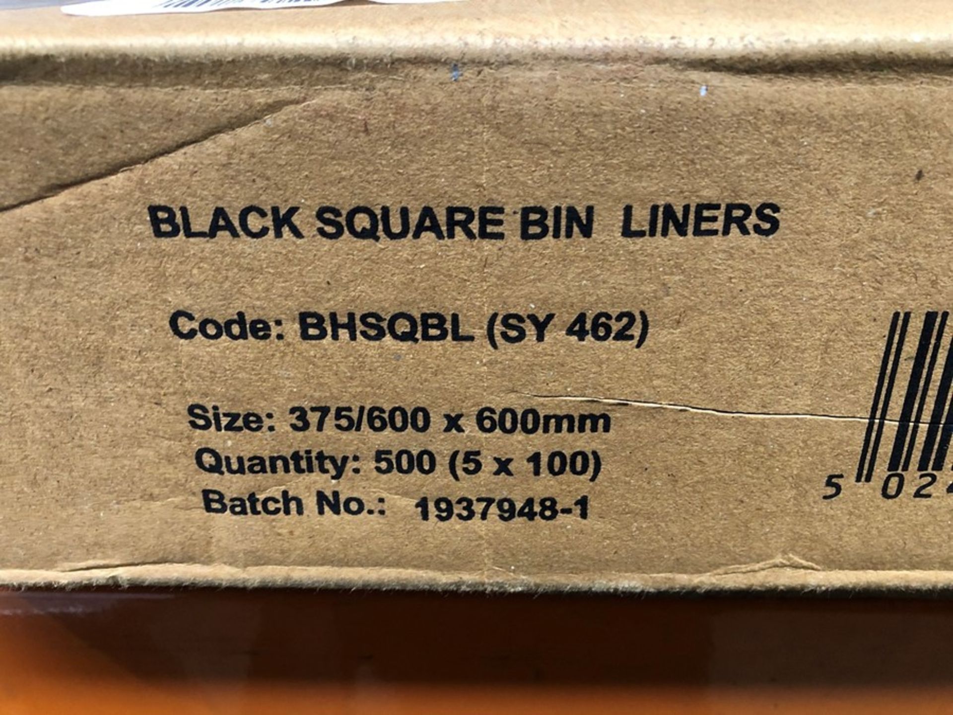 1 BOXED SET TO CONTAIN 500 BLACK SQUARE BIN LINERS (PUBLIC VIEWING AVAILABLE)