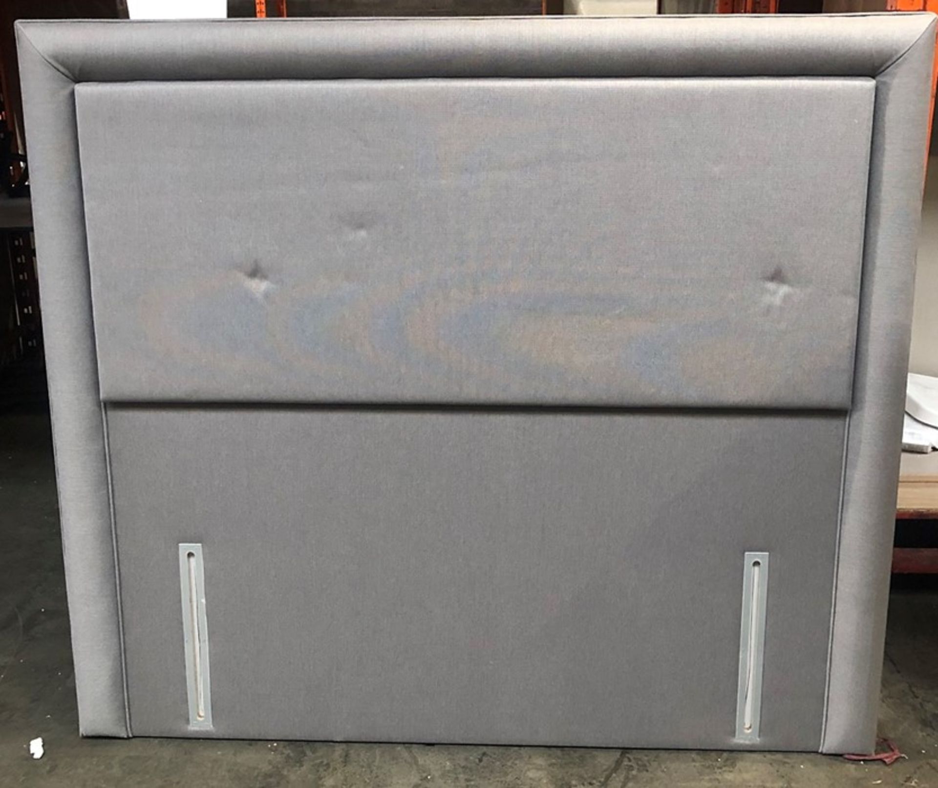 DESIGNER GREY KINGSIZE FABRIC DIVAN BASE HEADBOARD (PUBLIC VIEWING AVAILABLE/RECOMMENDED)