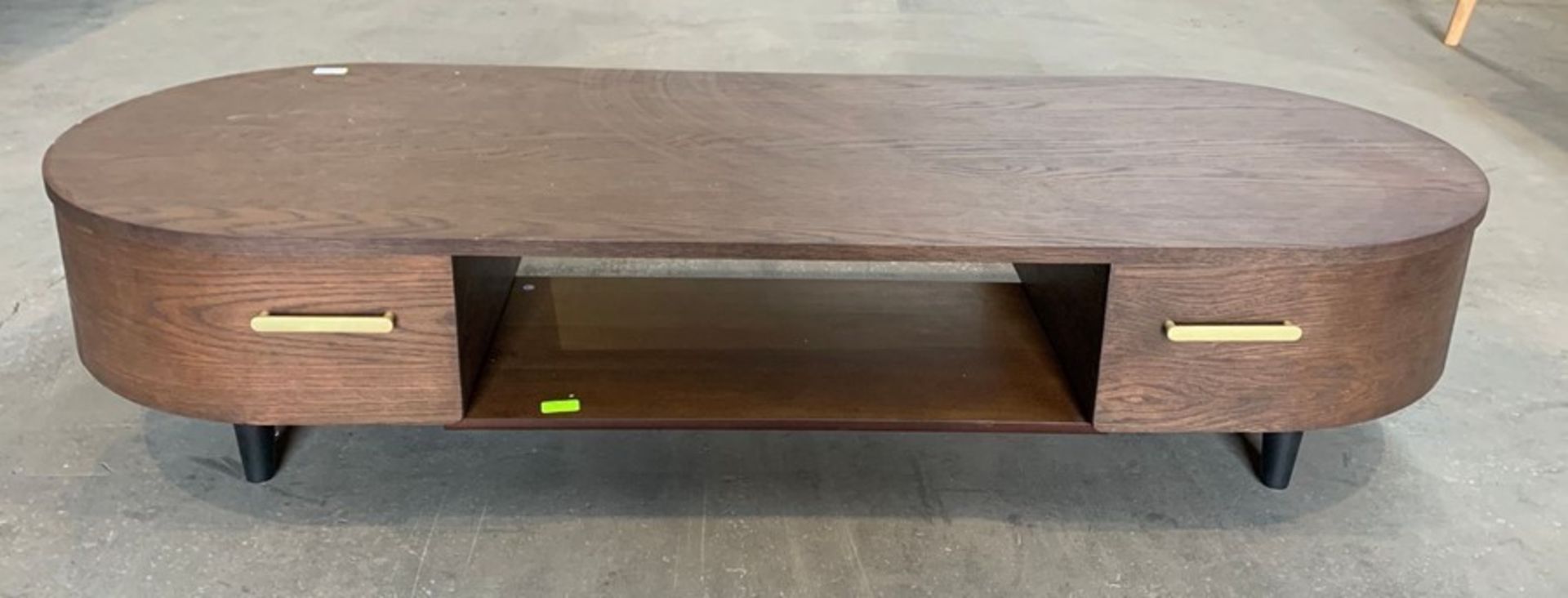 WALNUT BESPOKE DESIGNER TV STAND WITH 2 DRAWERS (PUBLIC VIEWING AVAILABLE/RECOMMENDED)