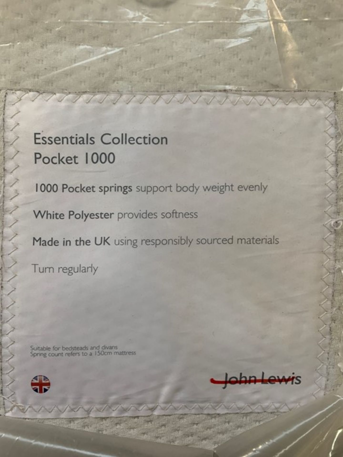 JOHN LEWIS ESSENTIALS COLLECTION POCKET 1000 KING SIZE MATTRESS