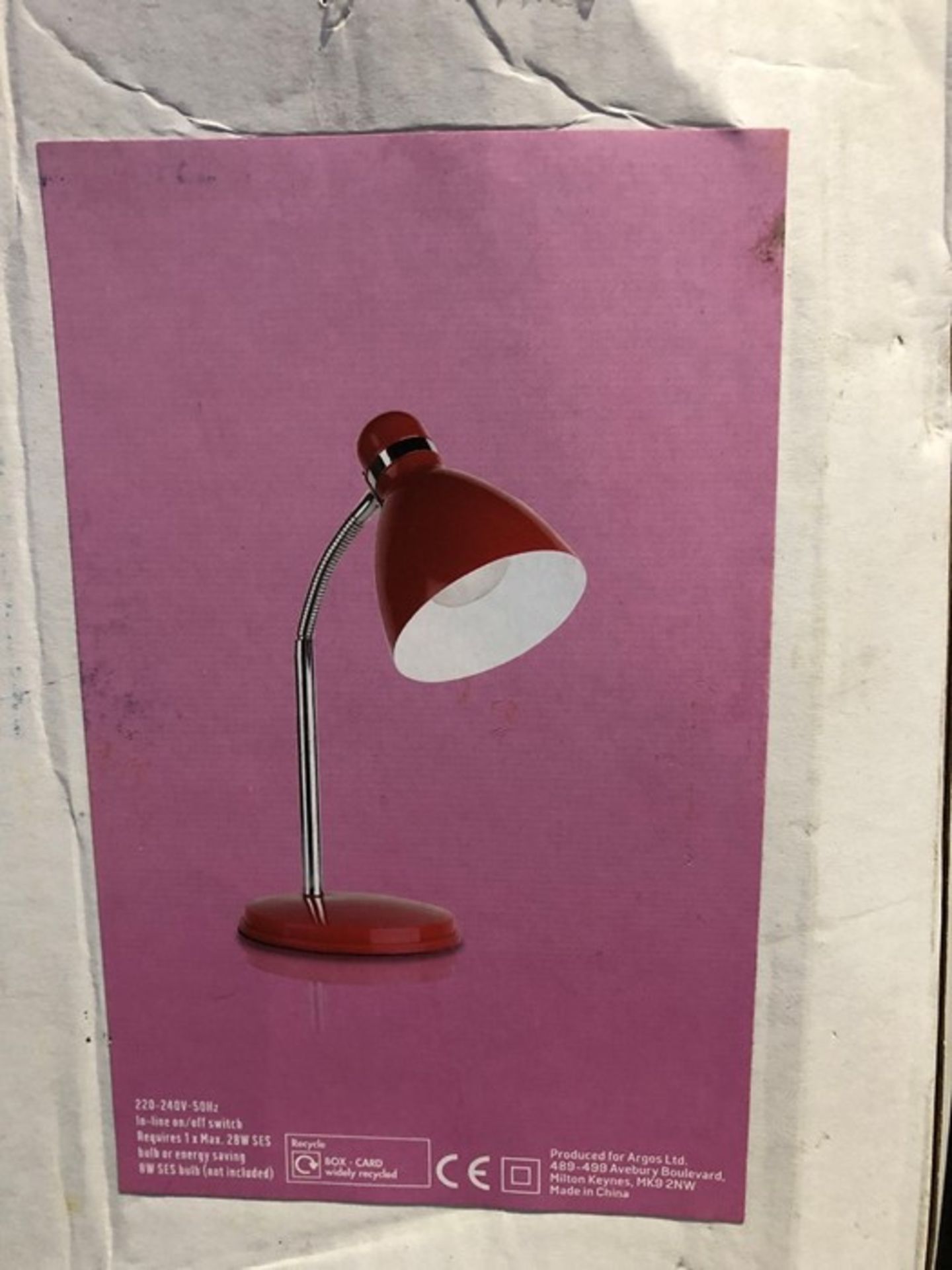 1 BOXED DESK LAMP - RED (PUBLIC VIEWING AVAILABLE)