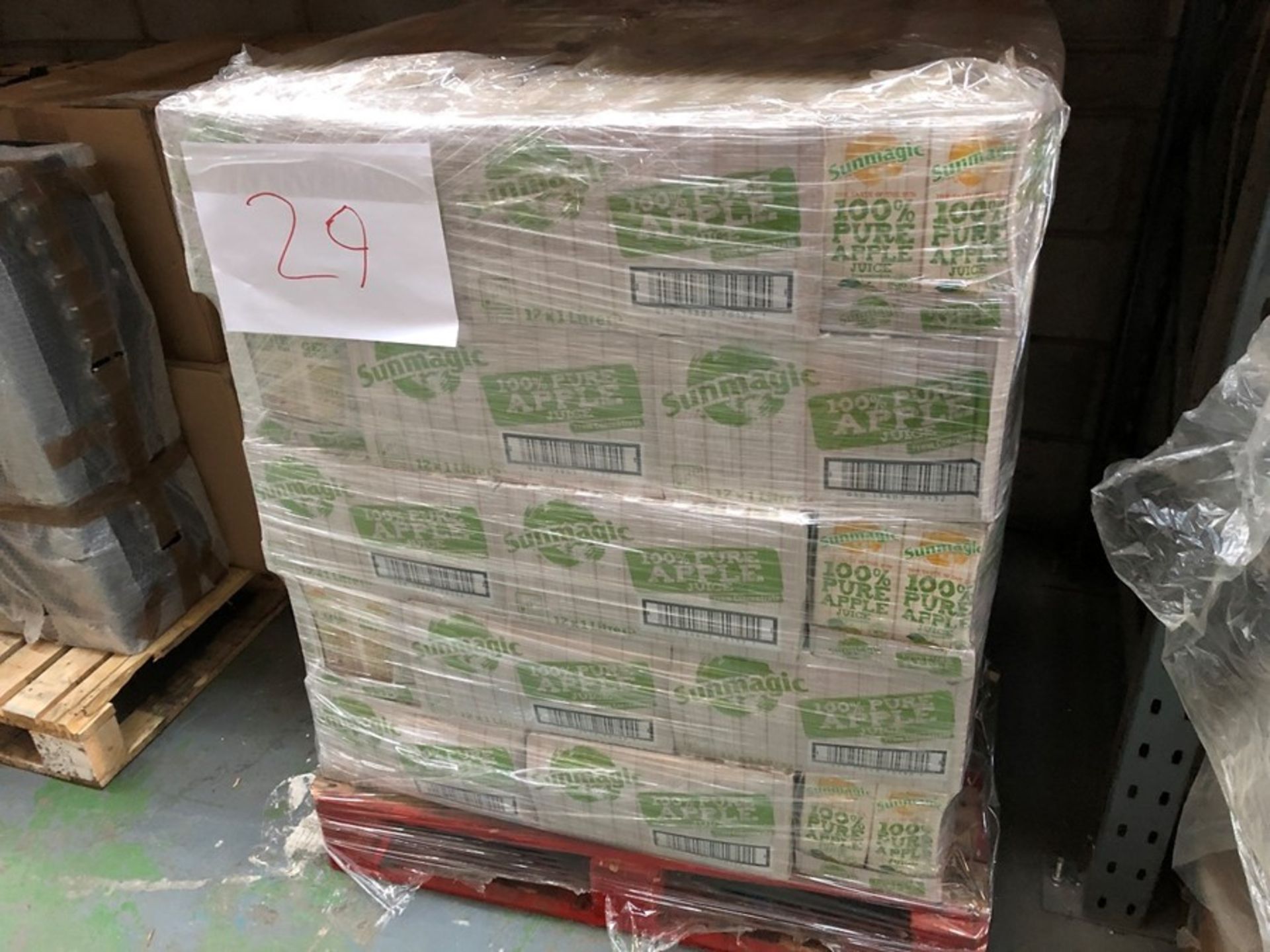 1 LOT TO CONTAIN APPROX 75 BOXES CONTAINING SUNMAGIC 100% APPLE JUICE - 12 X 1L PER BOX / BEST