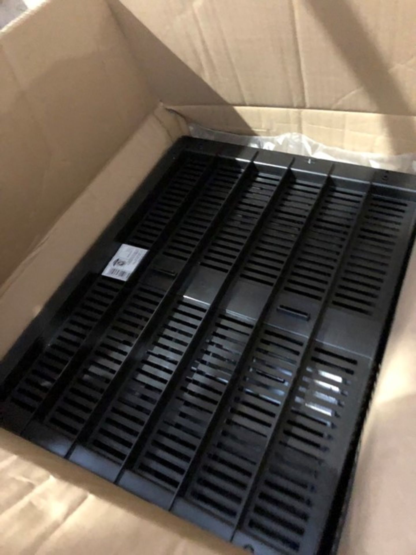 1 BOXED SET OF BLACK PLASTIC TRAYS (SOLD AS SEEN)