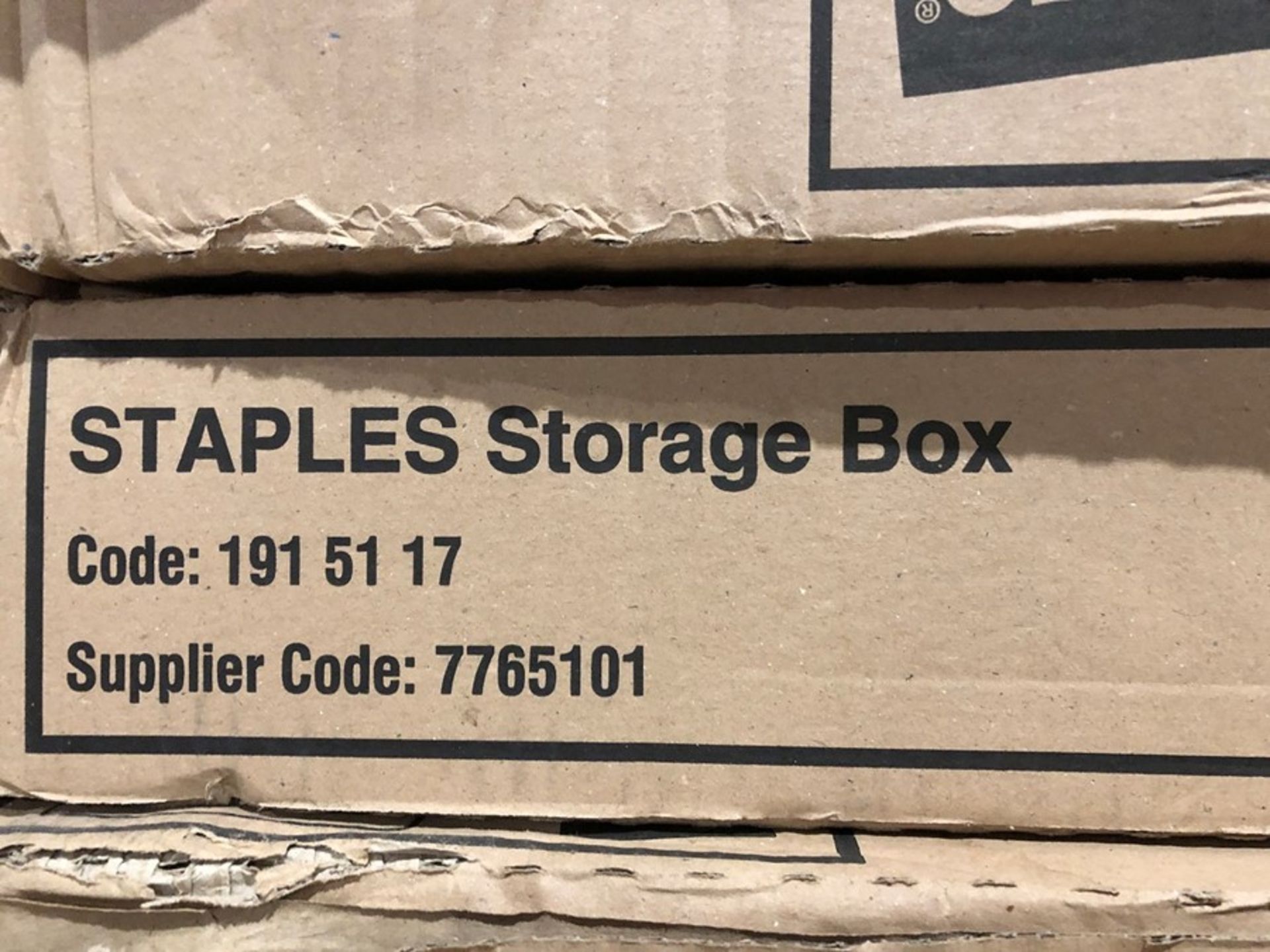 1 BOXED SET OF STAPLES CARDBOARD STORAGE BOXES (SOLD AS SEEN)