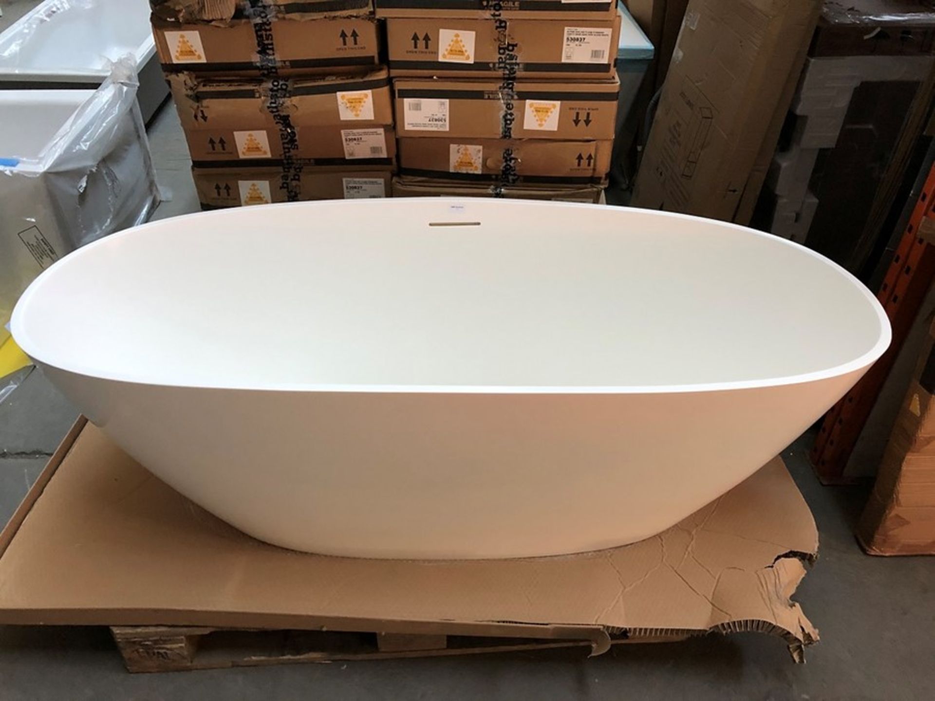 1670 X 690MM BAYOU SOLID STONE RESIN 'TOUCHSTONE' LUXURY FREESTANDING BATH WITH INTEGRATED OVERFLOW
