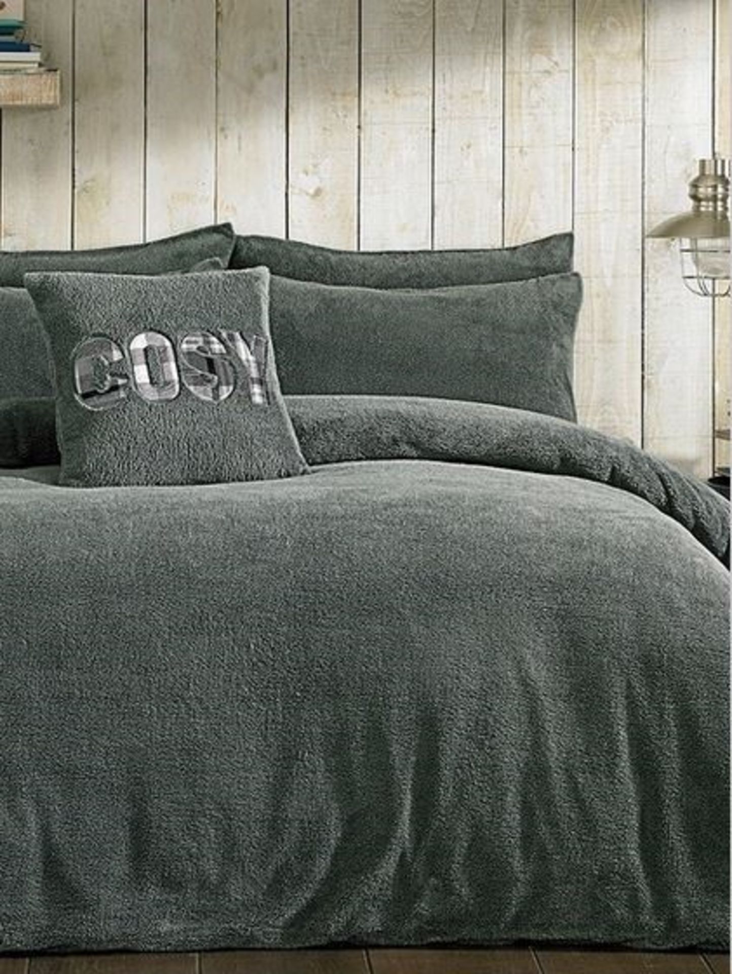 1 ULTRA COSY TEDDY FLEECE FITTED SHEET - CHARCOAL GREY / SIZE: KING