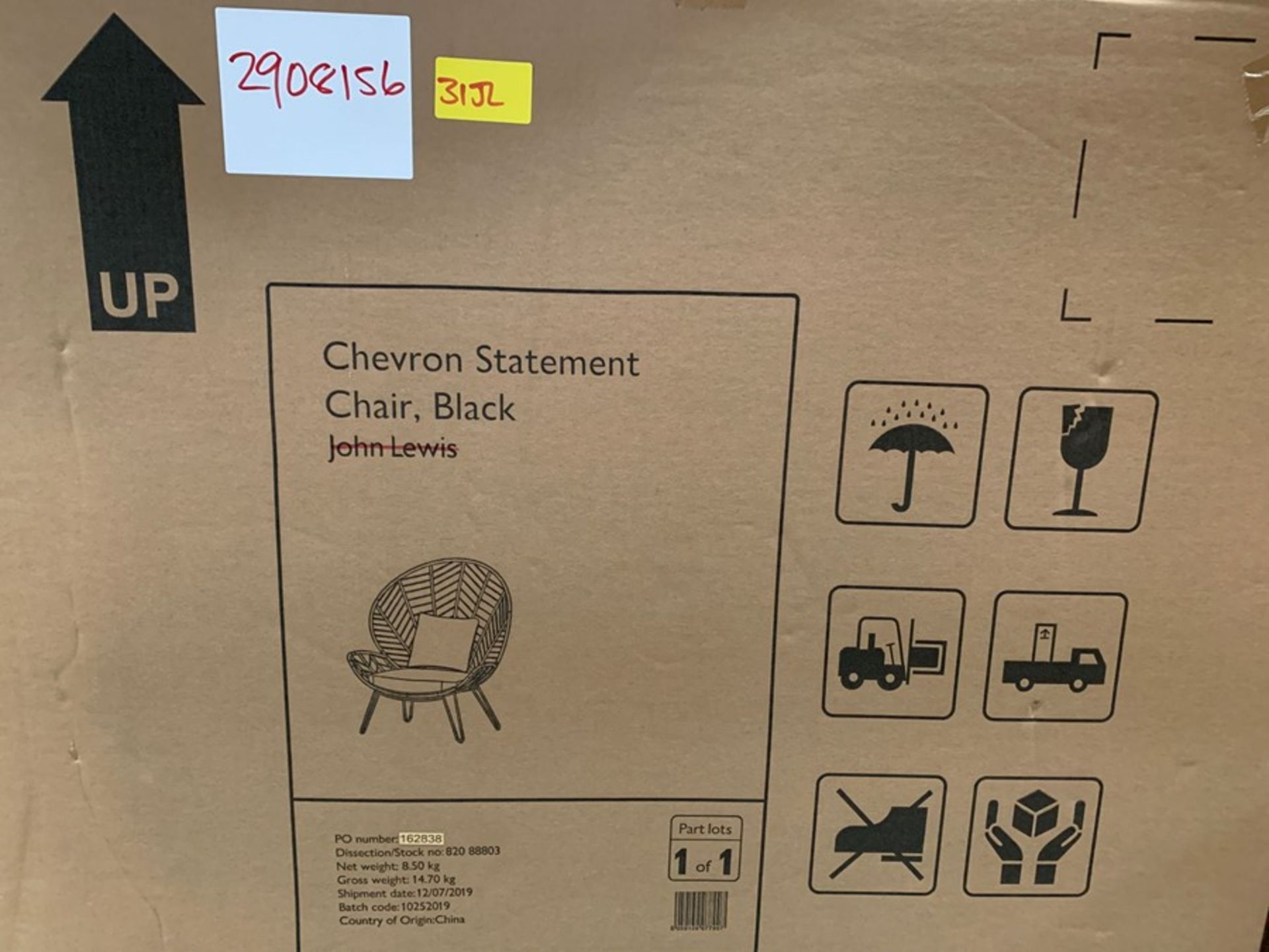 JOHN LEWIS CHEVRON STATEMENT CHAIR IN BLACK